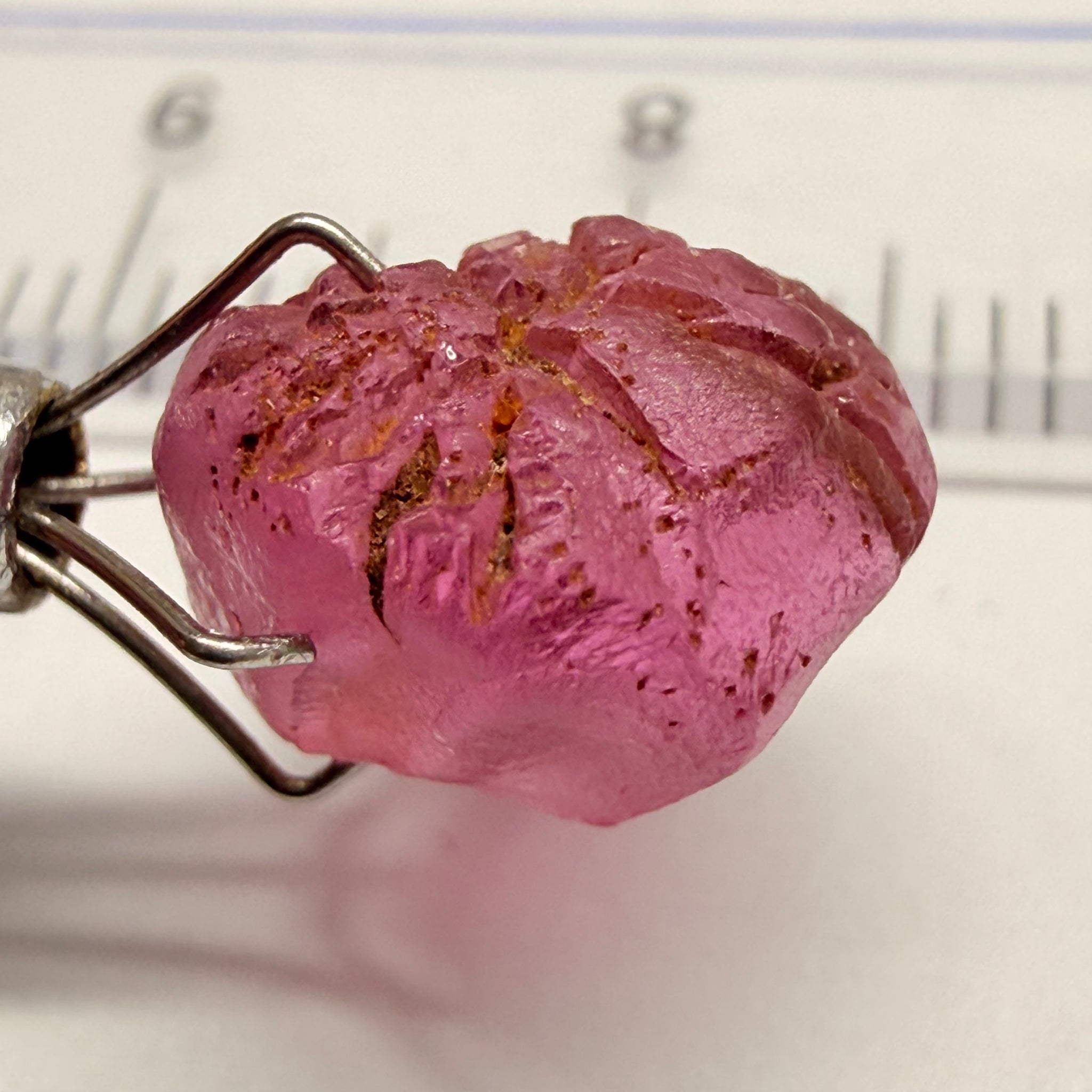 Tanga Garnet, 6.81ct, Tanzania, Untreated Unheated, looks like a broken heart, I would recommend setting it as is, slightly included, going cheap