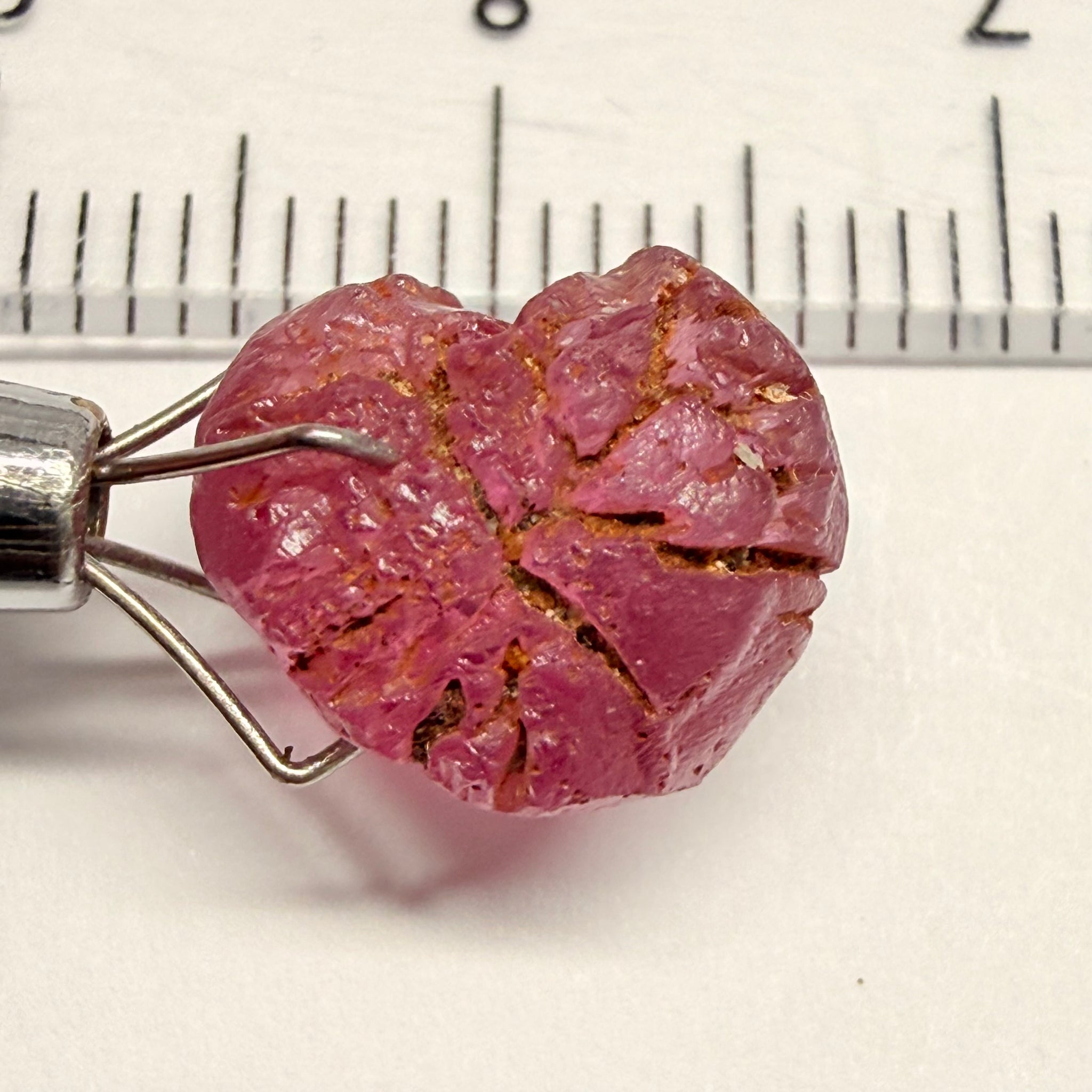 Tanga Garnet, 6.81ct, Tanzania, Untreated Unheated, looks like a broken heart, I would recommend setting it as is, slightly included, going cheap