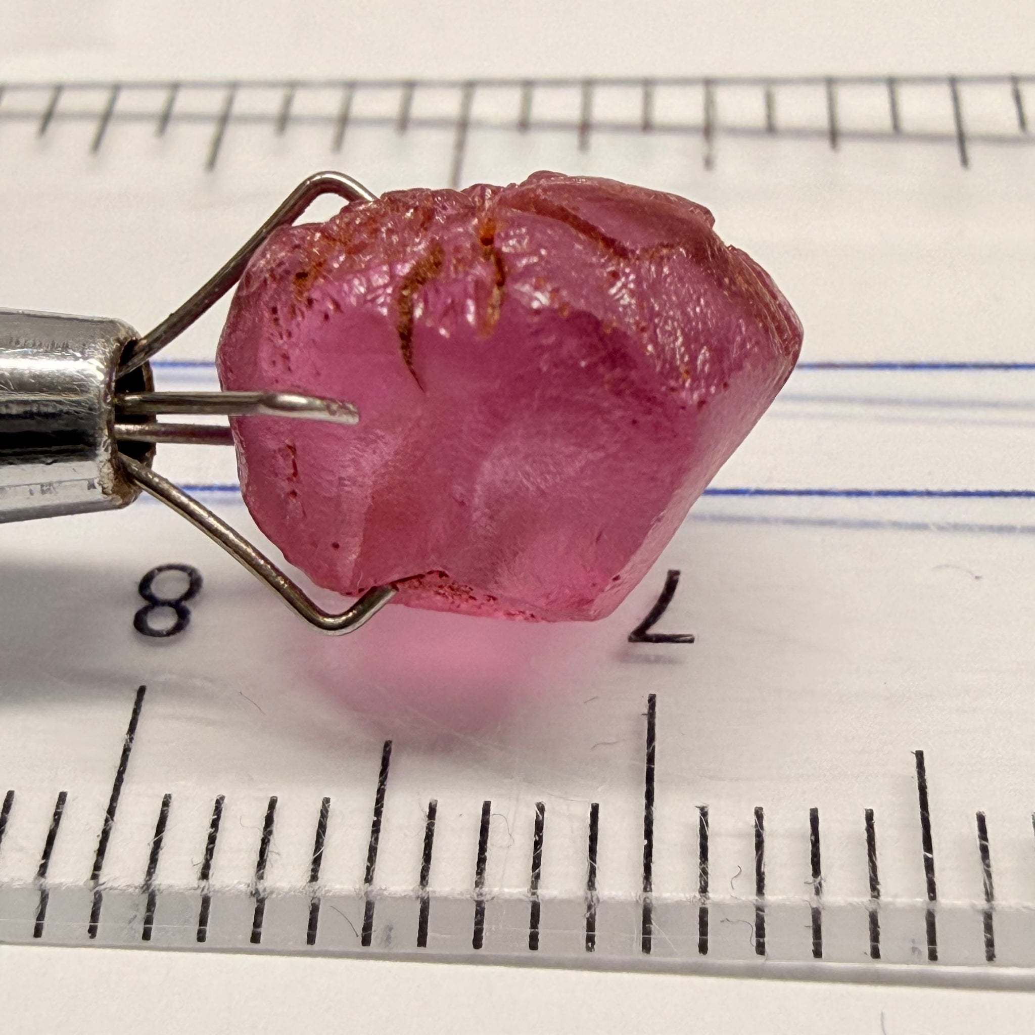 Tanga Garnet, 6.81ct, Tanzania, Untreated Unheated, looks like a broken heart, I would recommend setting it as is, slightly included, going cheap