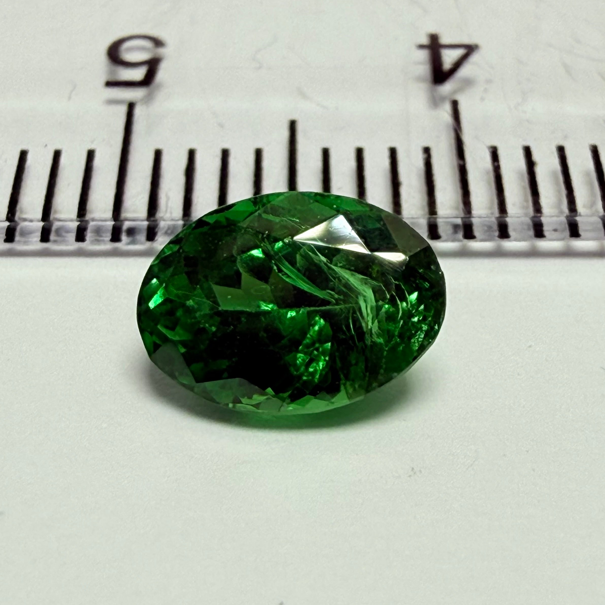 Tsavorite Garnet, 1.27ct, Tanzania, Untreated Unheated, slightly included