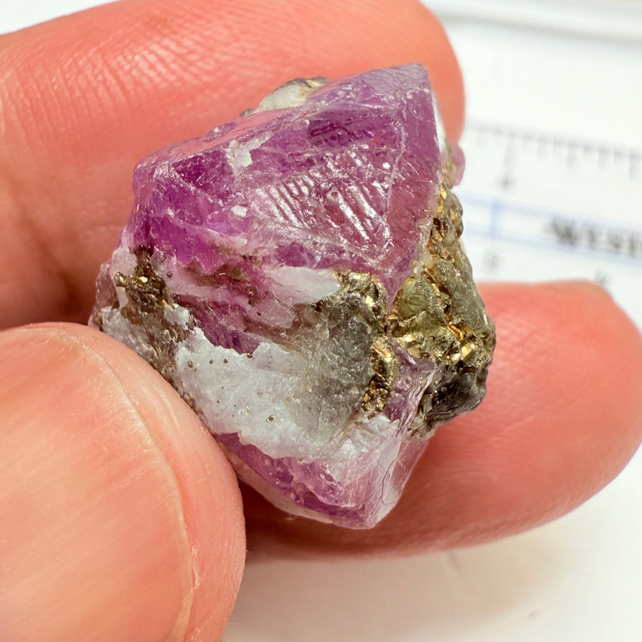 Sapphire/Ruby Crystal Specimen with Pyrite, gemmy portions inside, see backlit photos, 53.33ct, Morogoro, Tanzania, Untreated, Unheated, see all the photos as many are backlit and some are in normal room light