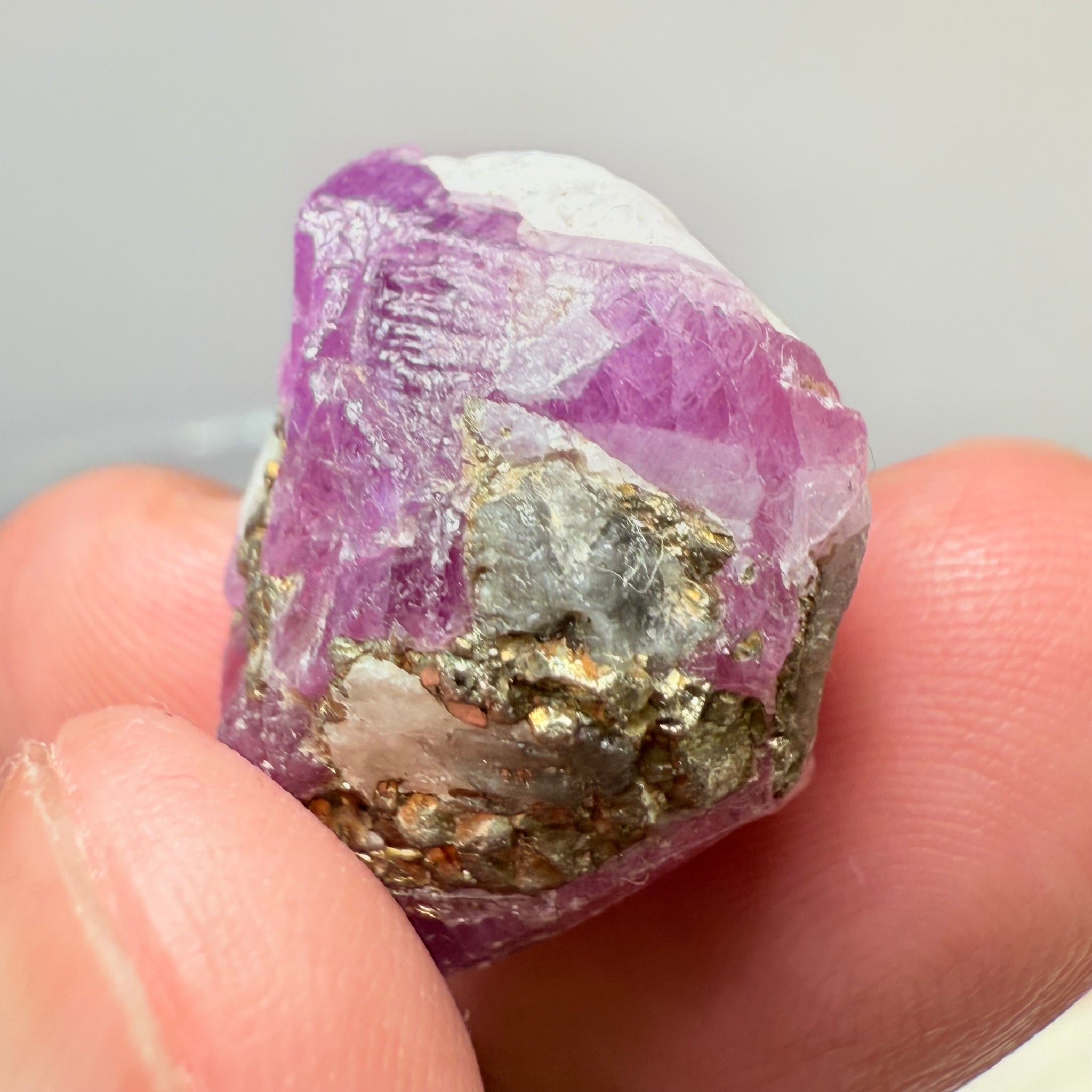 Sapphire/Ruby Crystal Specimen with Pyrite, gemmy portions inside, see backlit photos, 53.33ct, Morogoro, Tanzania, Untreated, Unheated, see all the photos as many are backlit and some are in normal room light