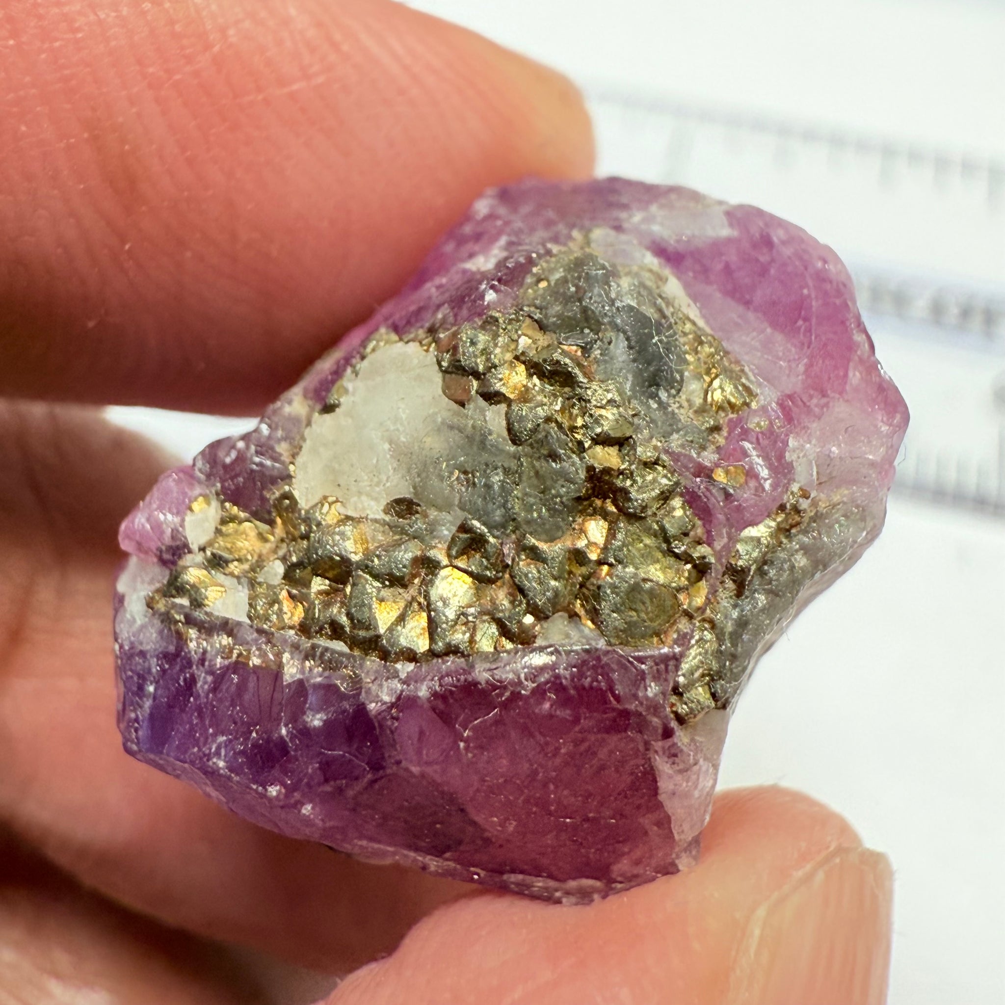 Sapphire/Ruby Crystal Specimen with Pyrite, gemmy portions inside, see backlit photos, 53.33ct, Morogoro, Tanzania, Untreated, Unheated, see all the photos as many are backlit and some are in normal room light