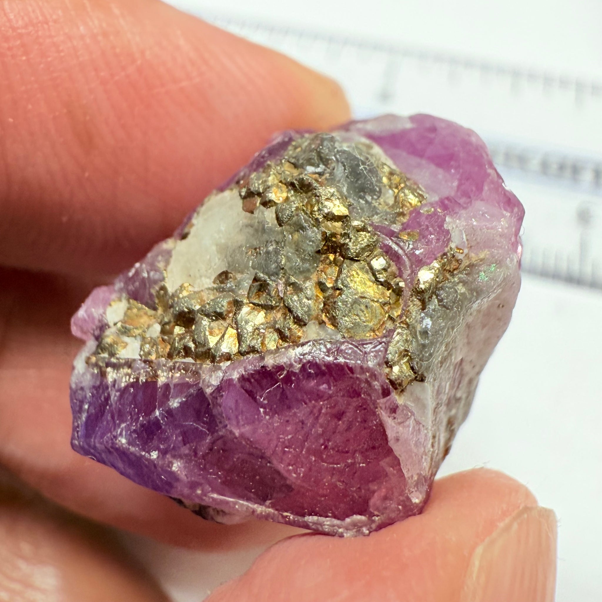 Sapphire/Ruby Crystal Specimen with Pyrite, gemmy portions inside, see backlit photos, 53.33ct, Morogoro, Tanzania, Untreated, Unheated, see all the photos as many are backlit and some are in normal room light