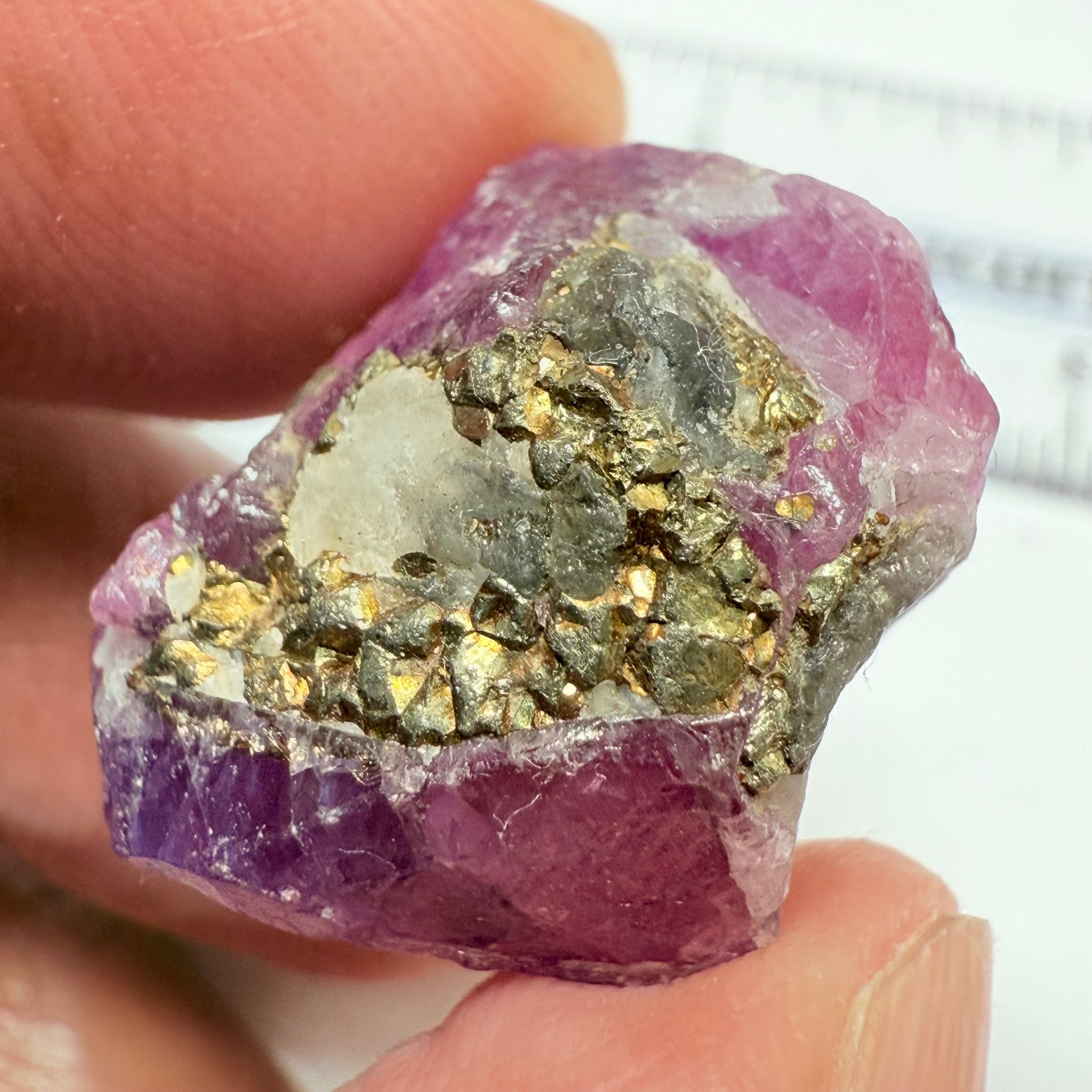 Sapphire/Ruby Crystal Specimen with Pyrite, gemmy portions inside, see backlit photos, 53.33ct, Morogoro, Tanzania, Untreated, Unheated, see all the photos as many are backlit and some are in normal room light