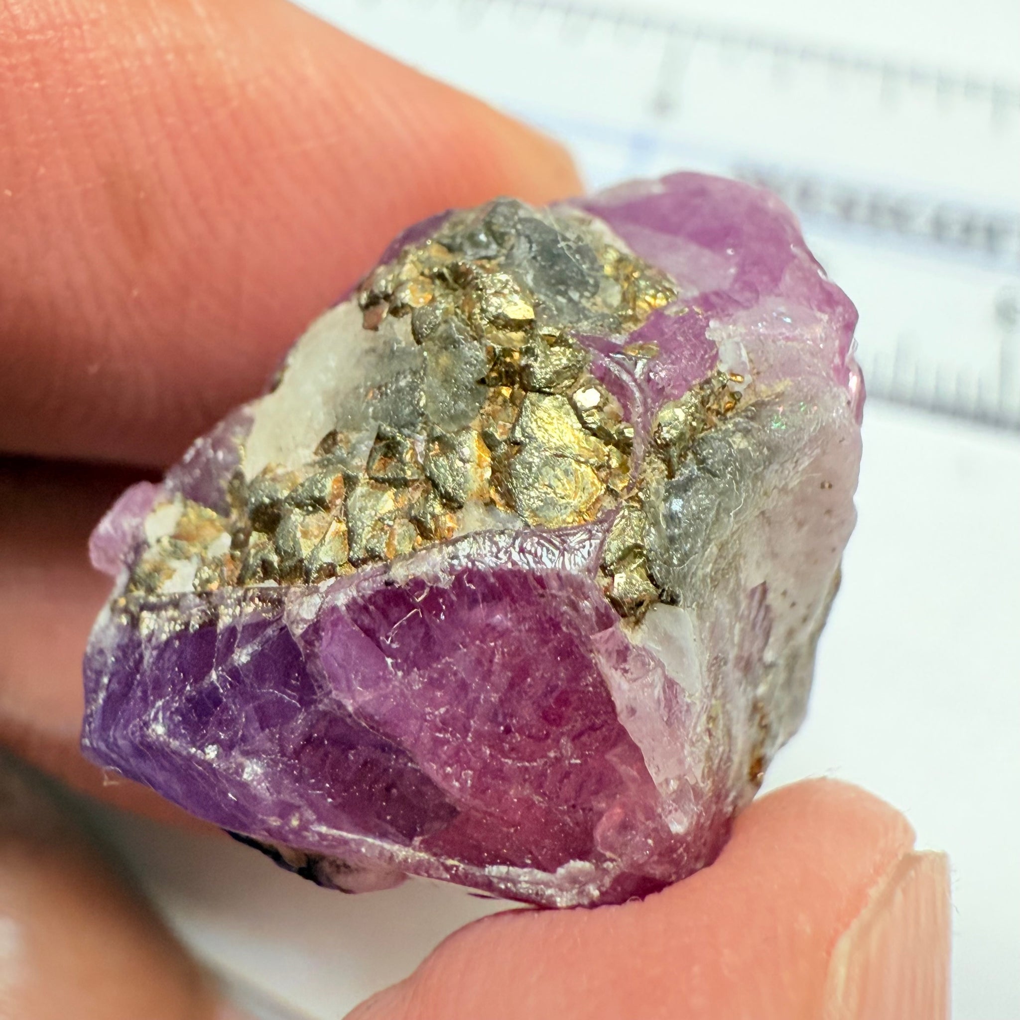 Sapphire/Ruby Crystal Specimen with Pyrite, gemmy portions inside, see backlit photos, 53.33ct, Morogoro, Tanzania, Untreated, Unheated, see all the photos as many are backlit and some are in normal room light