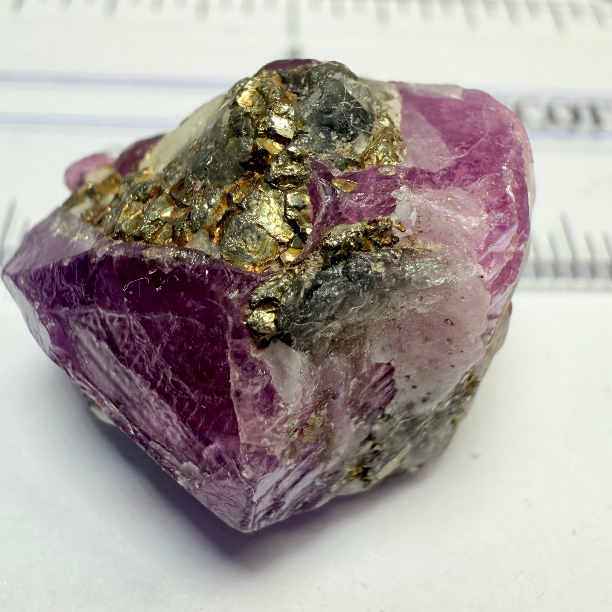 Sapphire/Ruby Crystal Specimen with Pyrite, gemmy portions inside, see backlit photos, 53.33ct, Morogoro, Tanzania, Untreated, Unheated, see all the photos as many are backlit and some are in normal room light