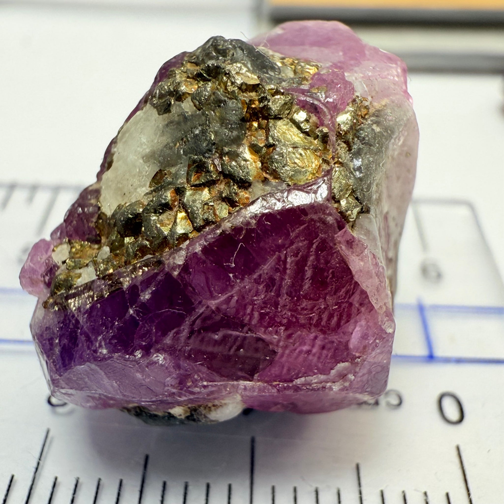 Sapphire/Ruby Crystal Specimen with Pyrite, gemmy portions inside, see backlit photos, 53.33ct, Morogoro, Tanzania, Untreated, Unheated, see all the photos as many are backlit and some are in normal room light