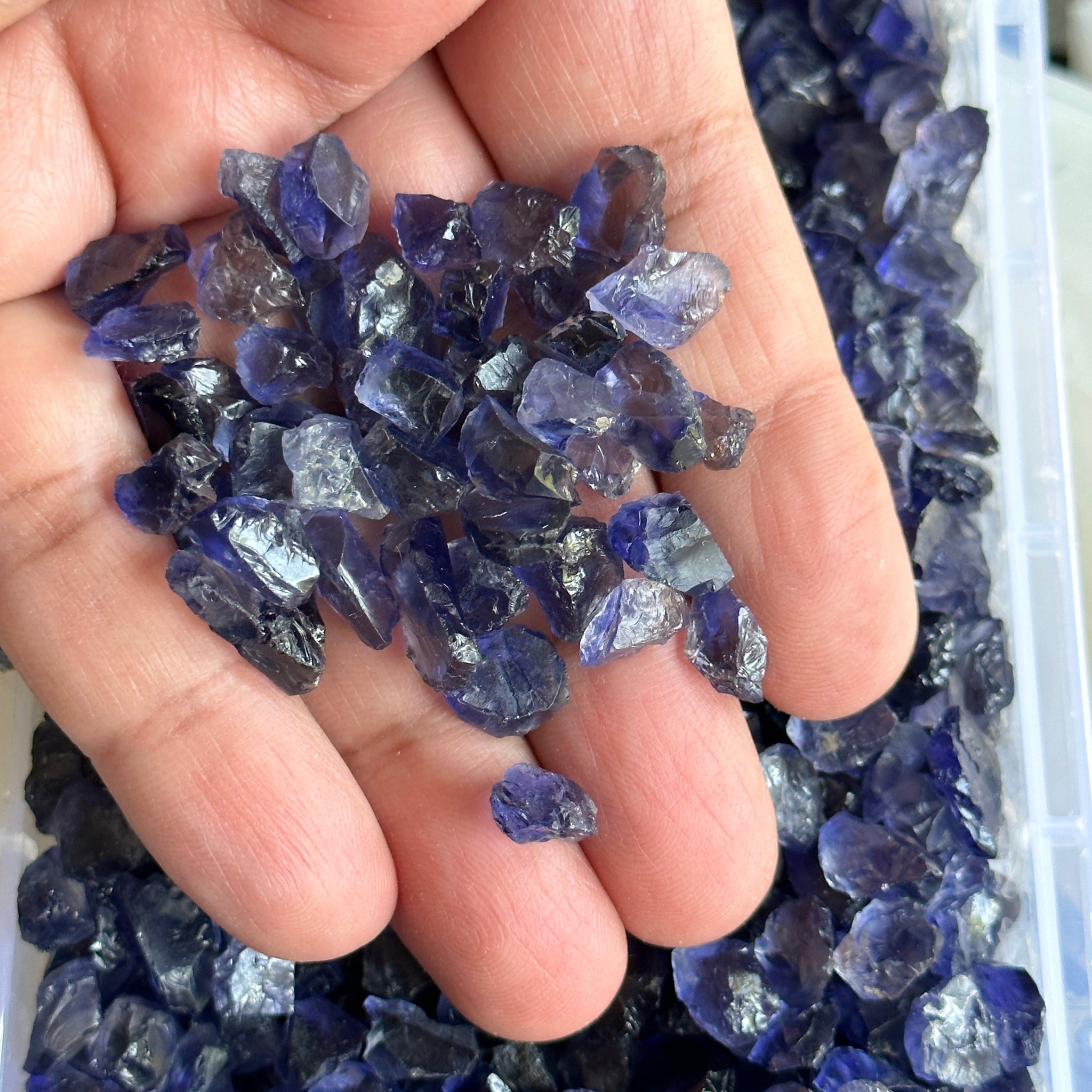 Iolite from Tanzania, price is for 5 PIECES, FACETING ROUGH