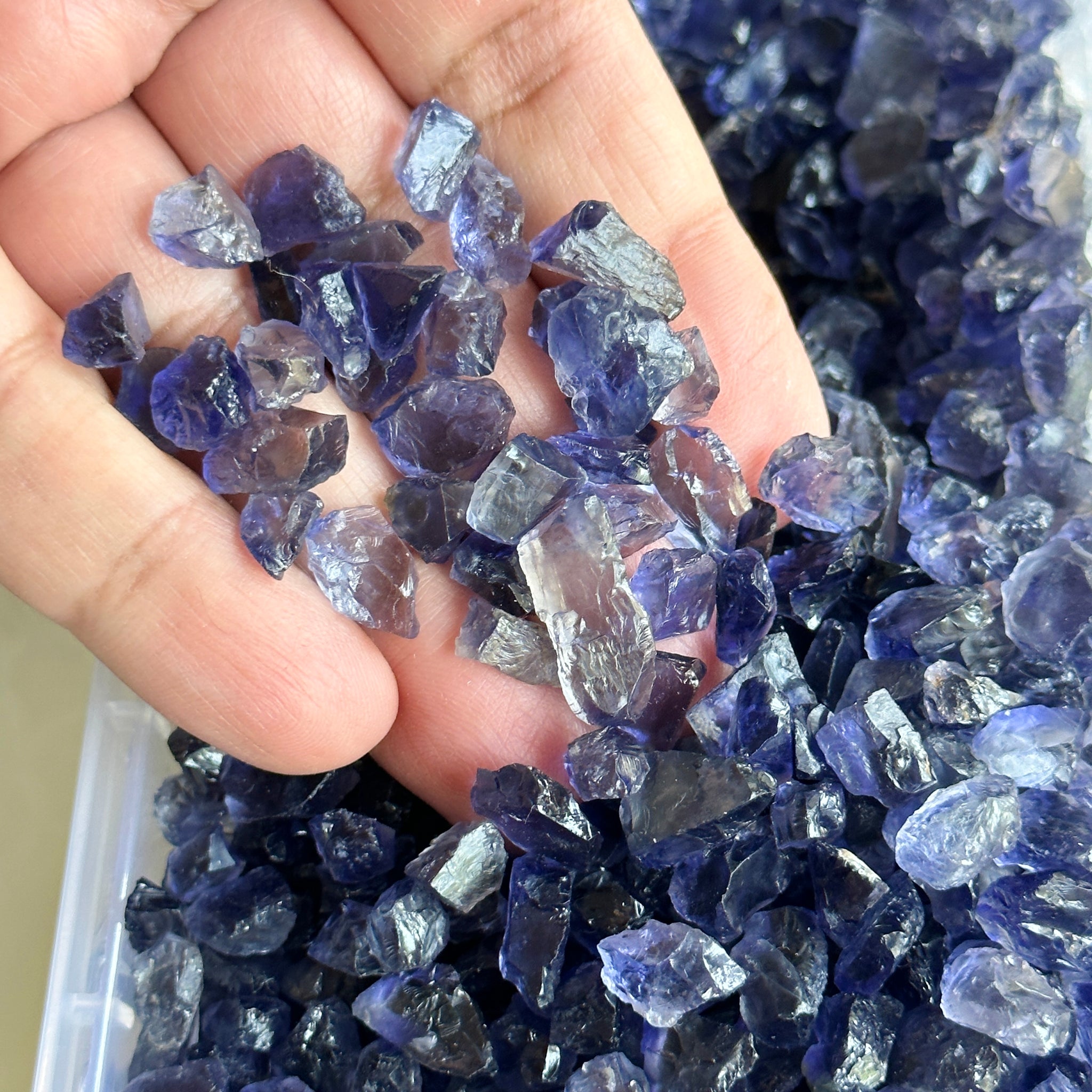 Iolite from Tanzania, price is for 5 PIECES, FACETING ROUGH