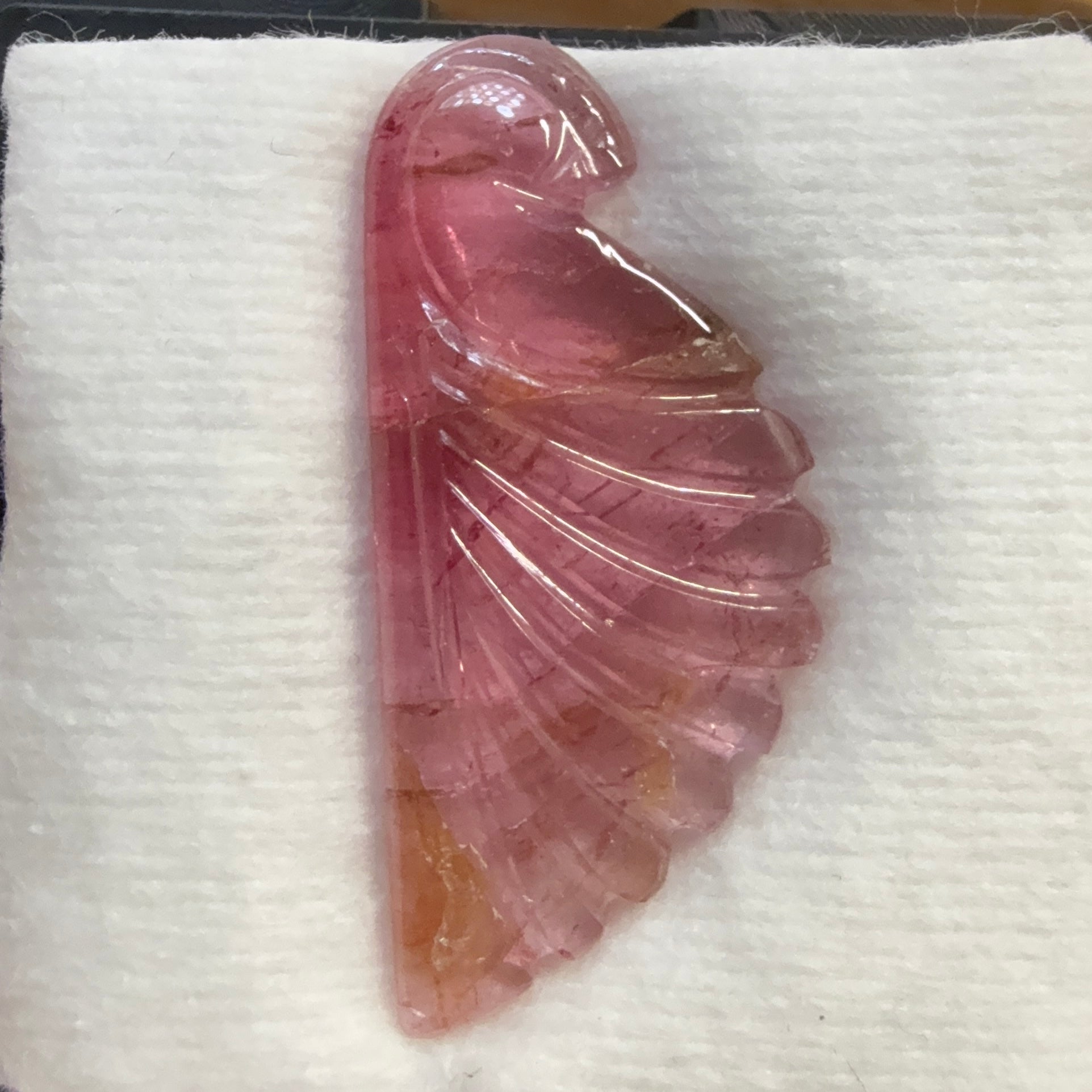 Rubellite Tourmaline Wing Carving, 10.52ct, Congo, Untreated Unheated