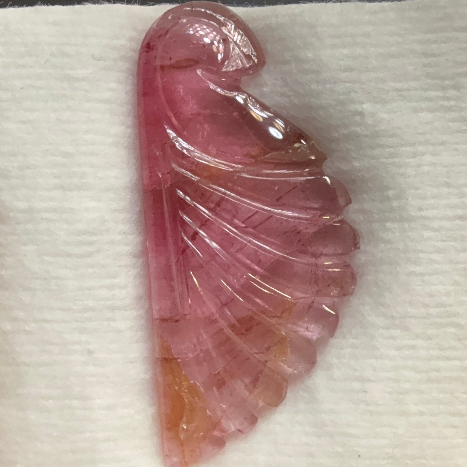 Rubellite Tourmaline Wing Carving, 10.52ct, Congo, Untreated Unheated