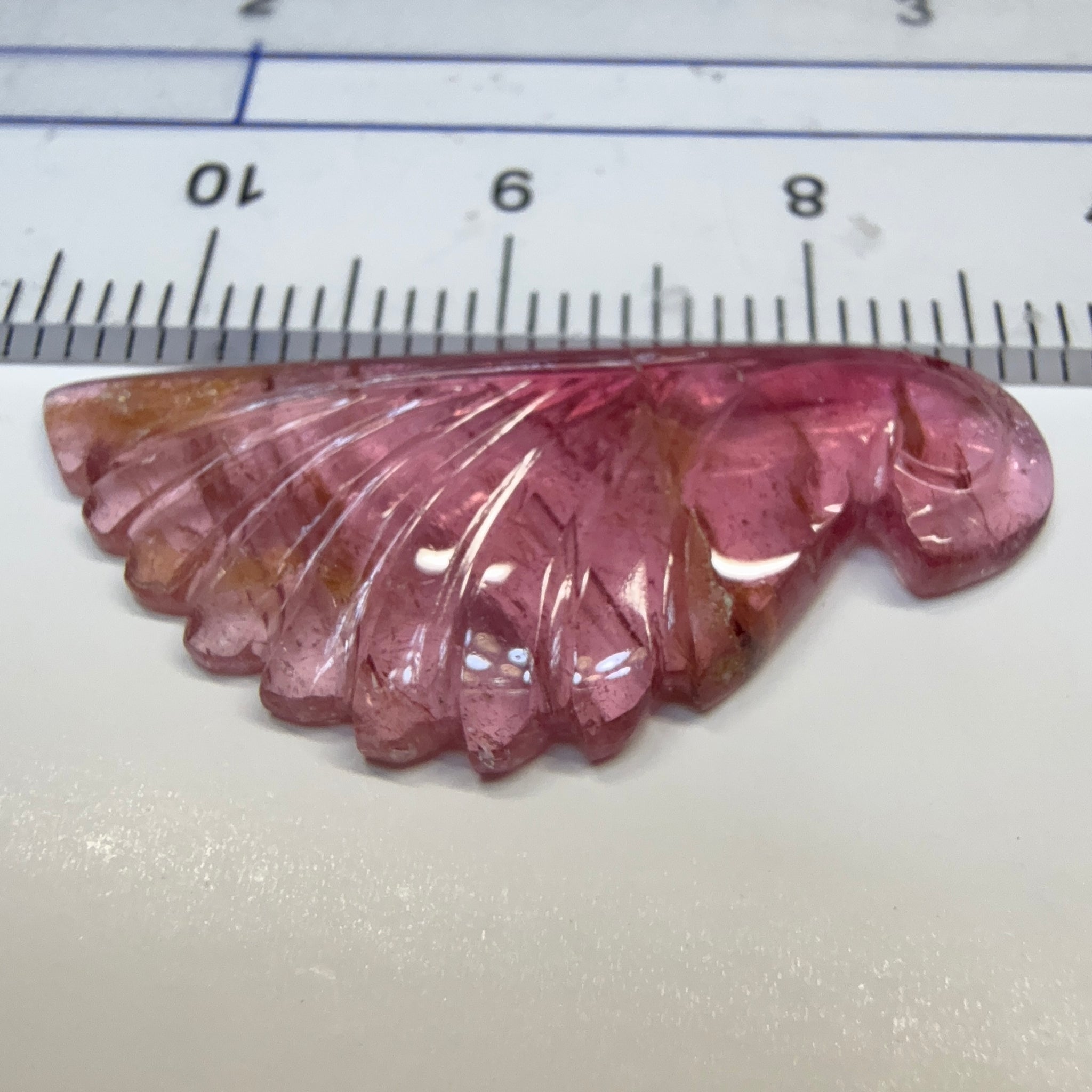 Rubellite Tourmaline Wing Carving, 10.52ct, Congo, Untreated Unheated