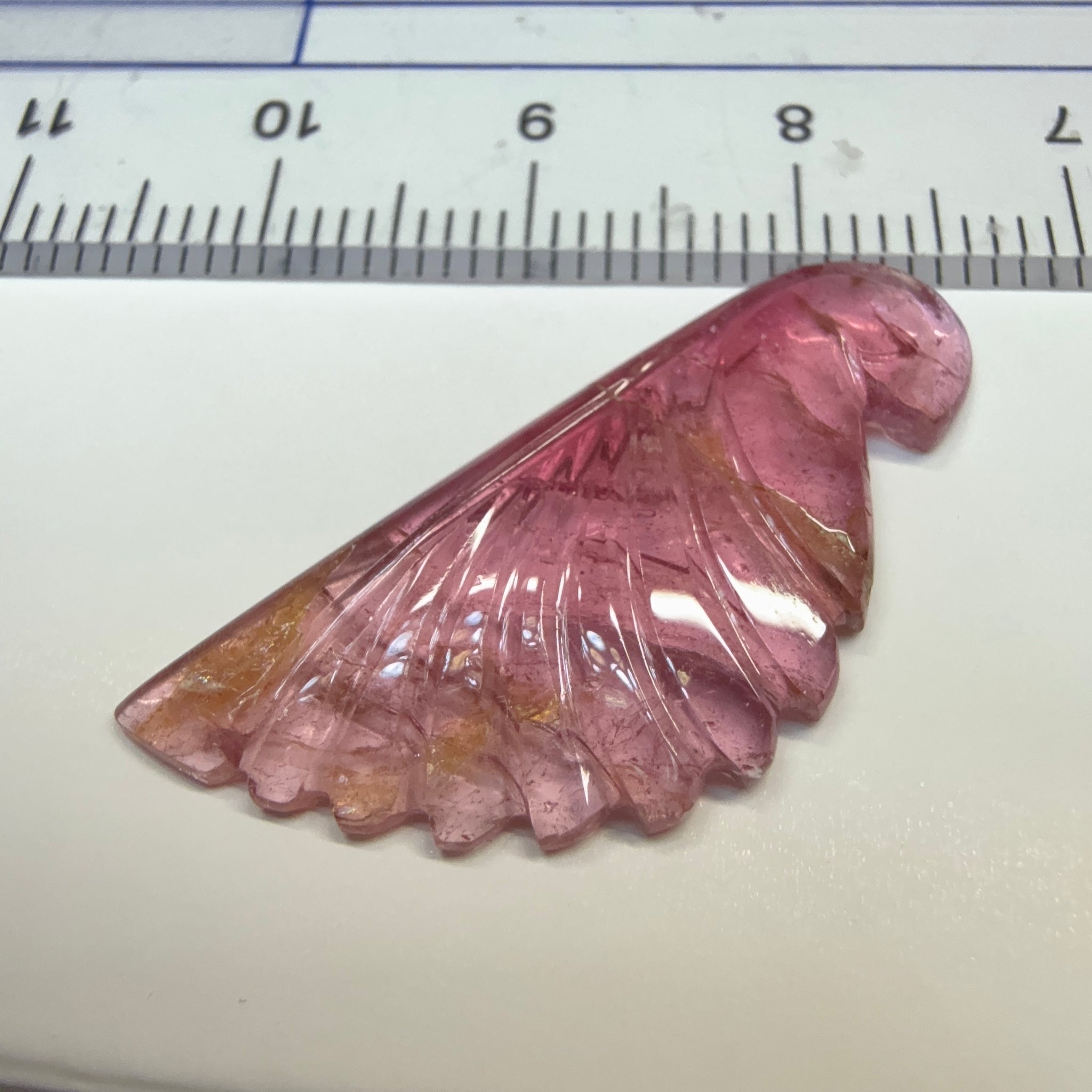 Rubellite Tourmaline Wing Carving, 10.52ct, Congo, Untreated Unheated