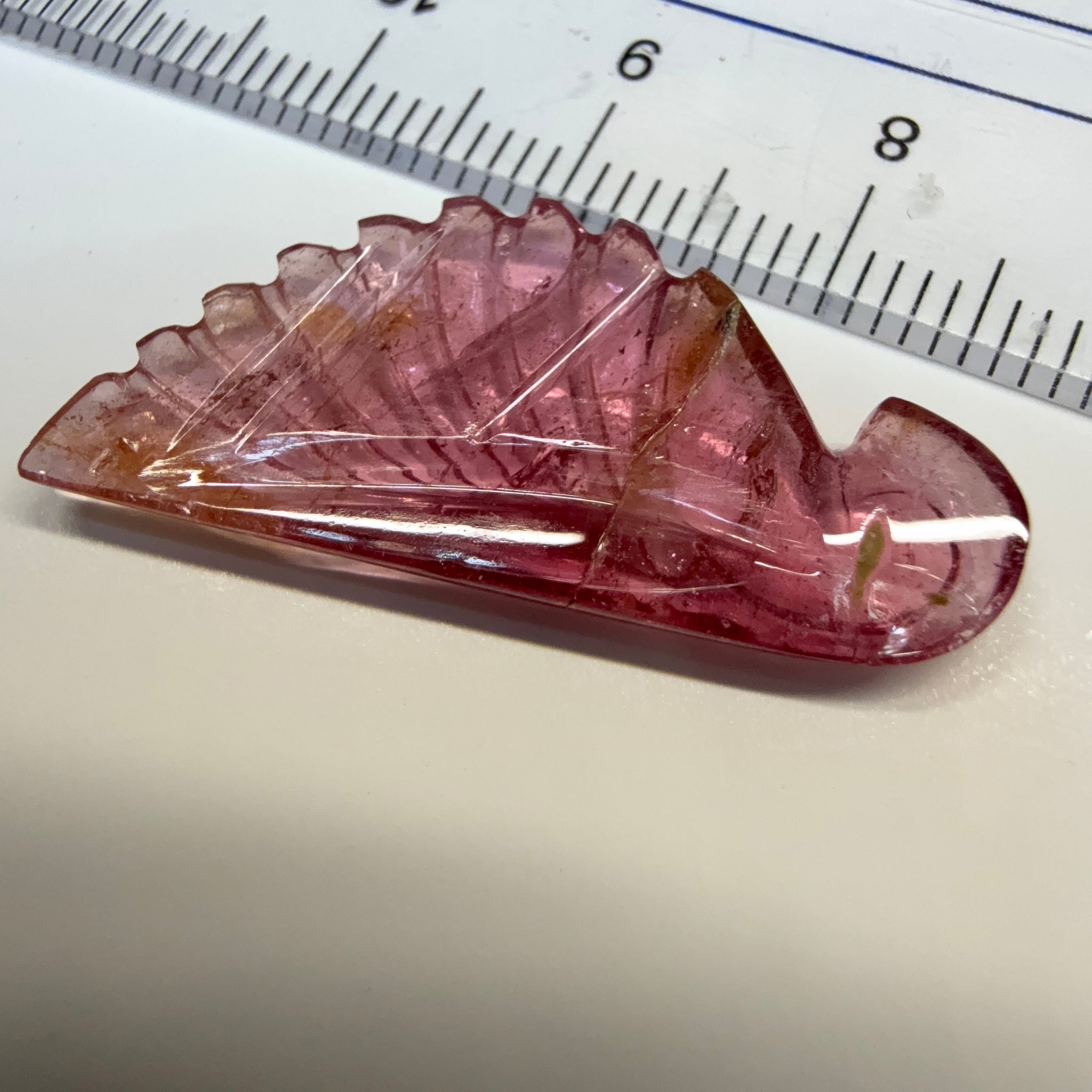 Rubellite Tourmaline Wing Carving, 10.52ct, Congo, Untreated Unheated