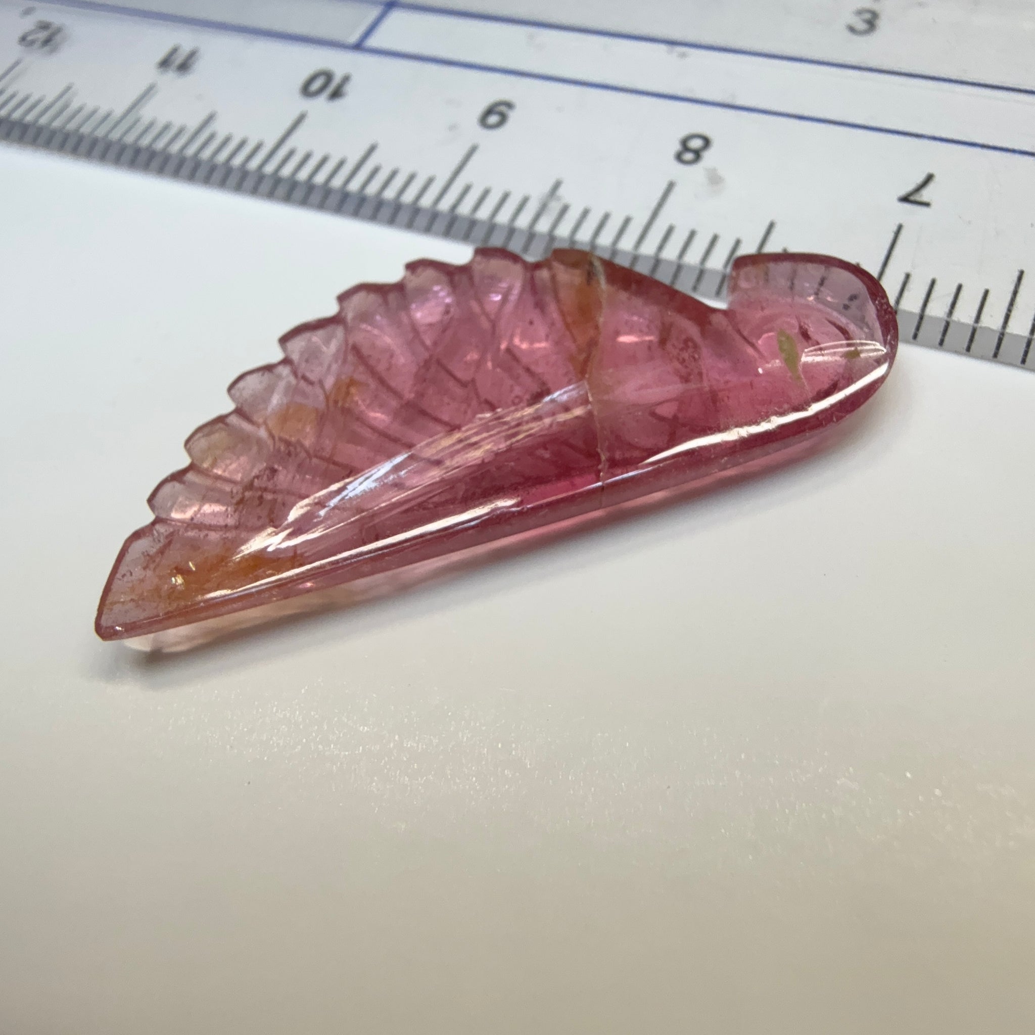Rubellite Tourmaline Wing Carving, 10.52ct, Congo, Untreated Unheated