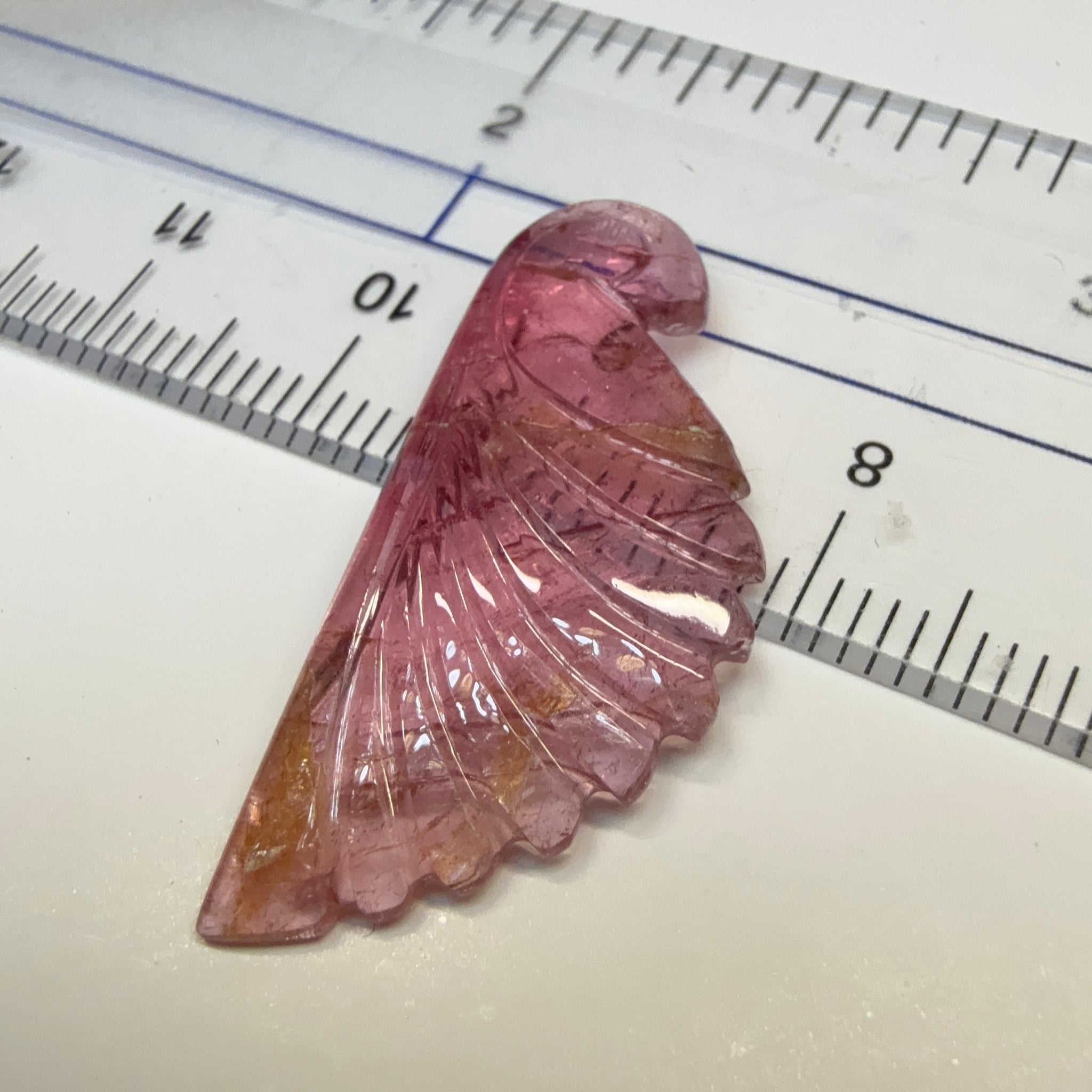 Rubellite Tourmaline Wing Carving, 10.52ct, Congo, Untreated Unheated
