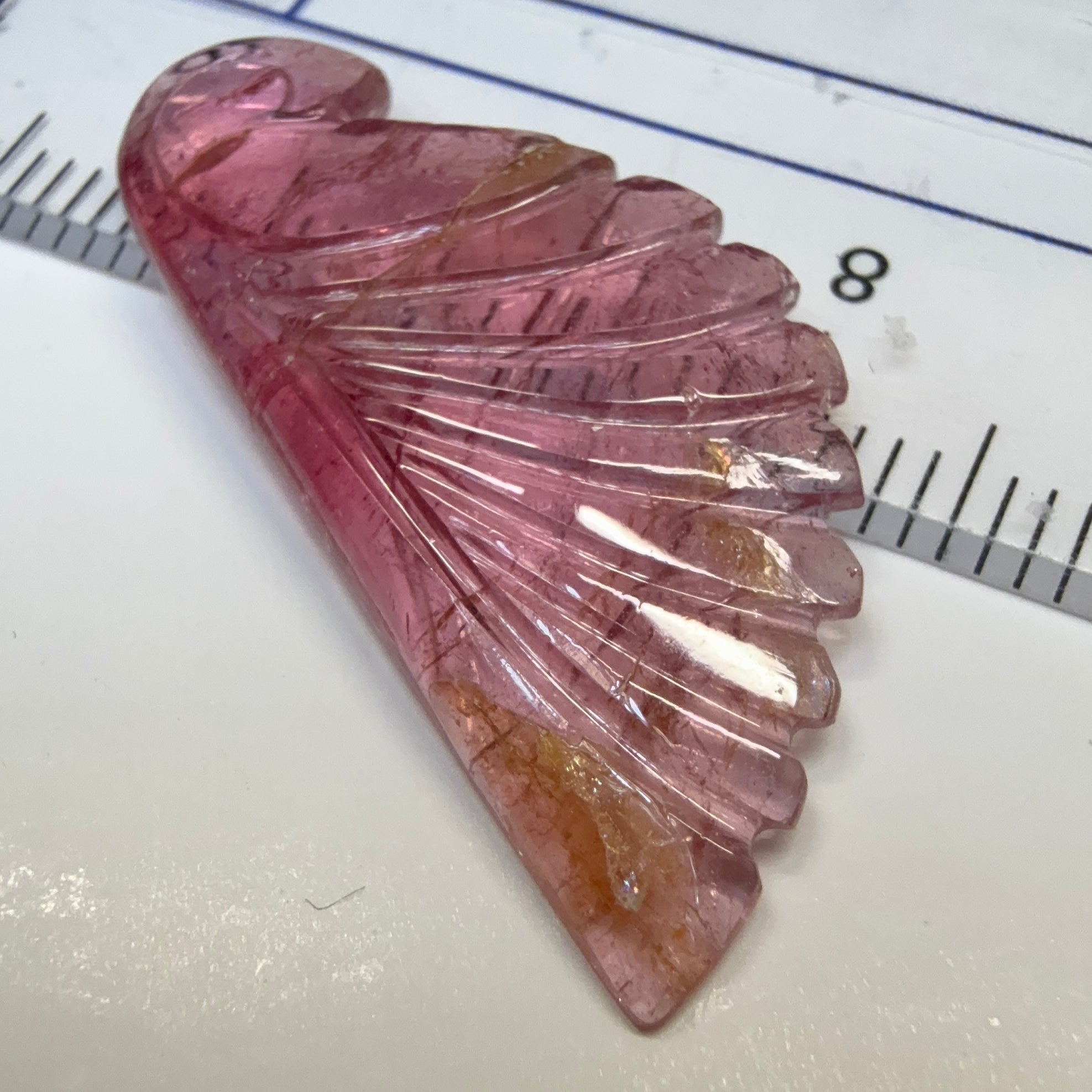 Rubellite Tourmaline Wing Carving, 10.52ct, Congo, Untreated Unheated