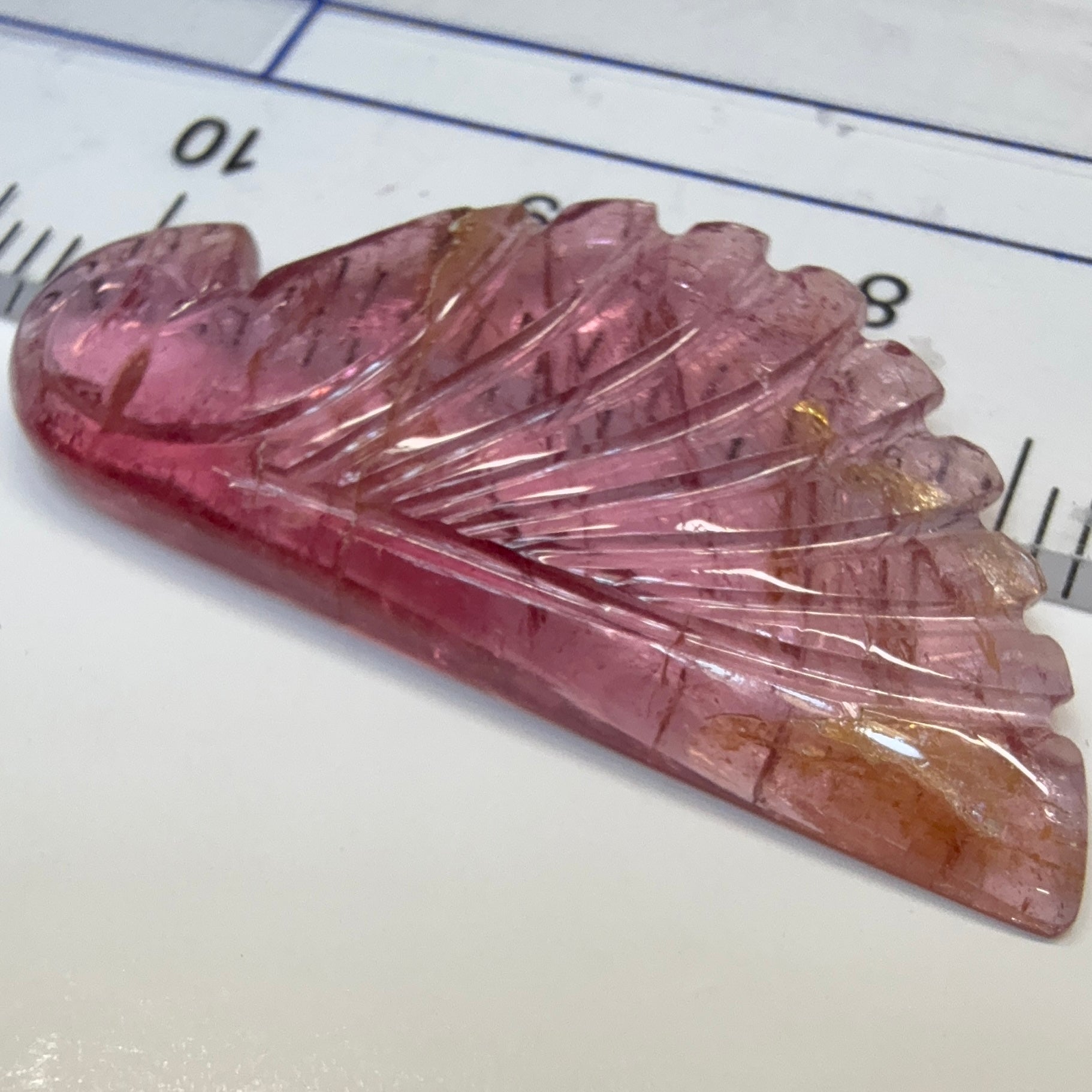 Rubellite Tourmaline Wing Carving, 10.52ct, Congo, Untreated Unheated