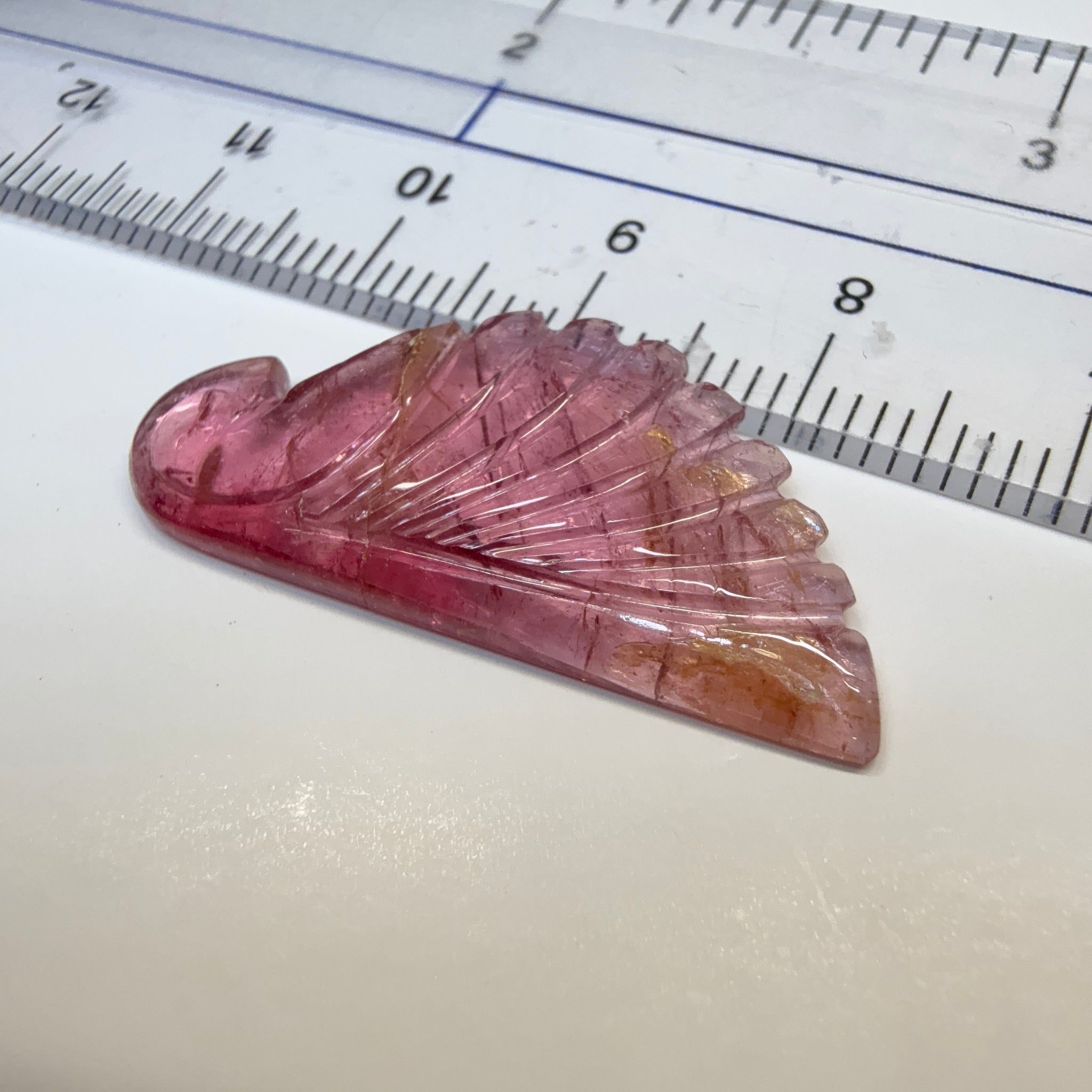Rubellite Tourmaline Wing Carving, 10.52ct, Congo, Untreated Unheated