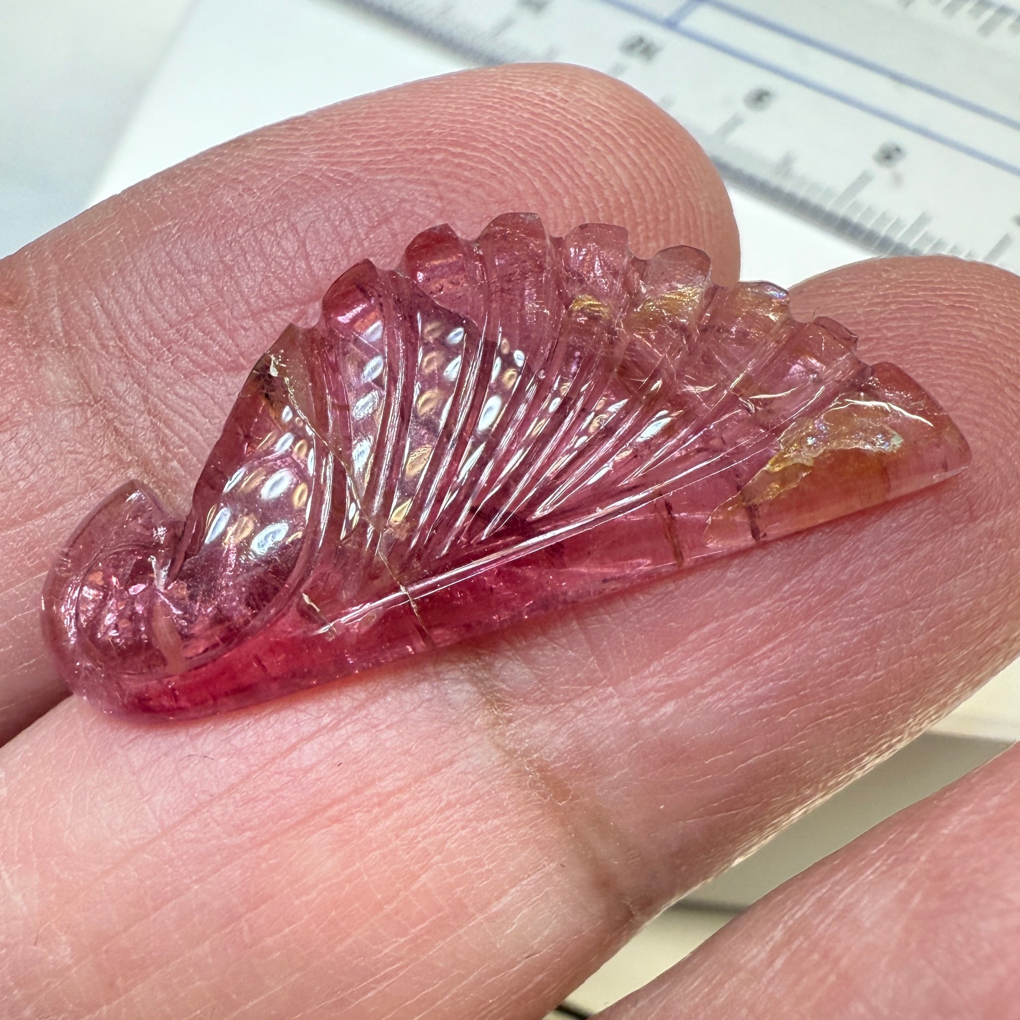 Rubellite Tourmaline Wing Carving, 10.52ct, Congo, Untreated Unheated