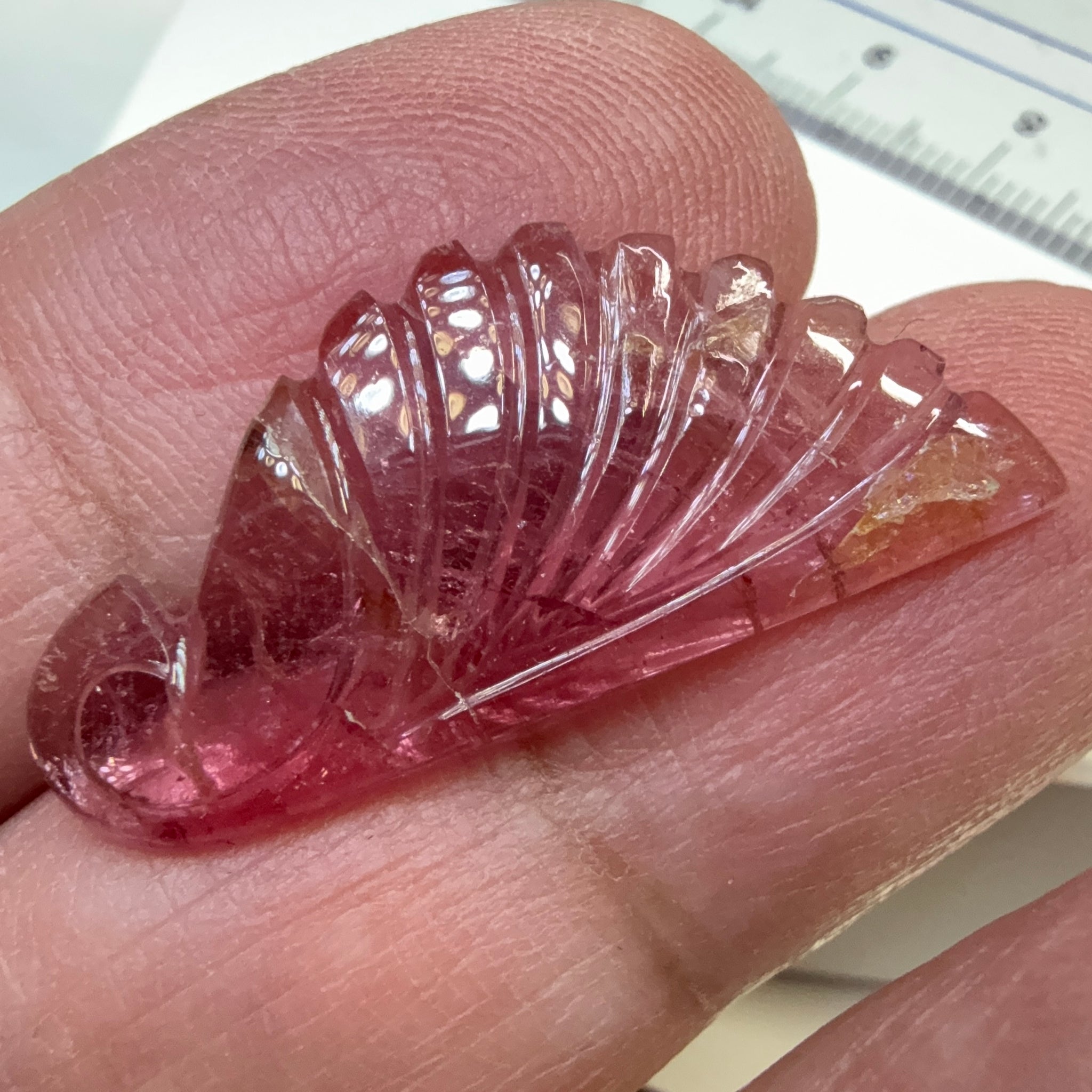 Rubellite Tourmaline Wing Carving, 10.52ct, Congo, Untreated Unheated