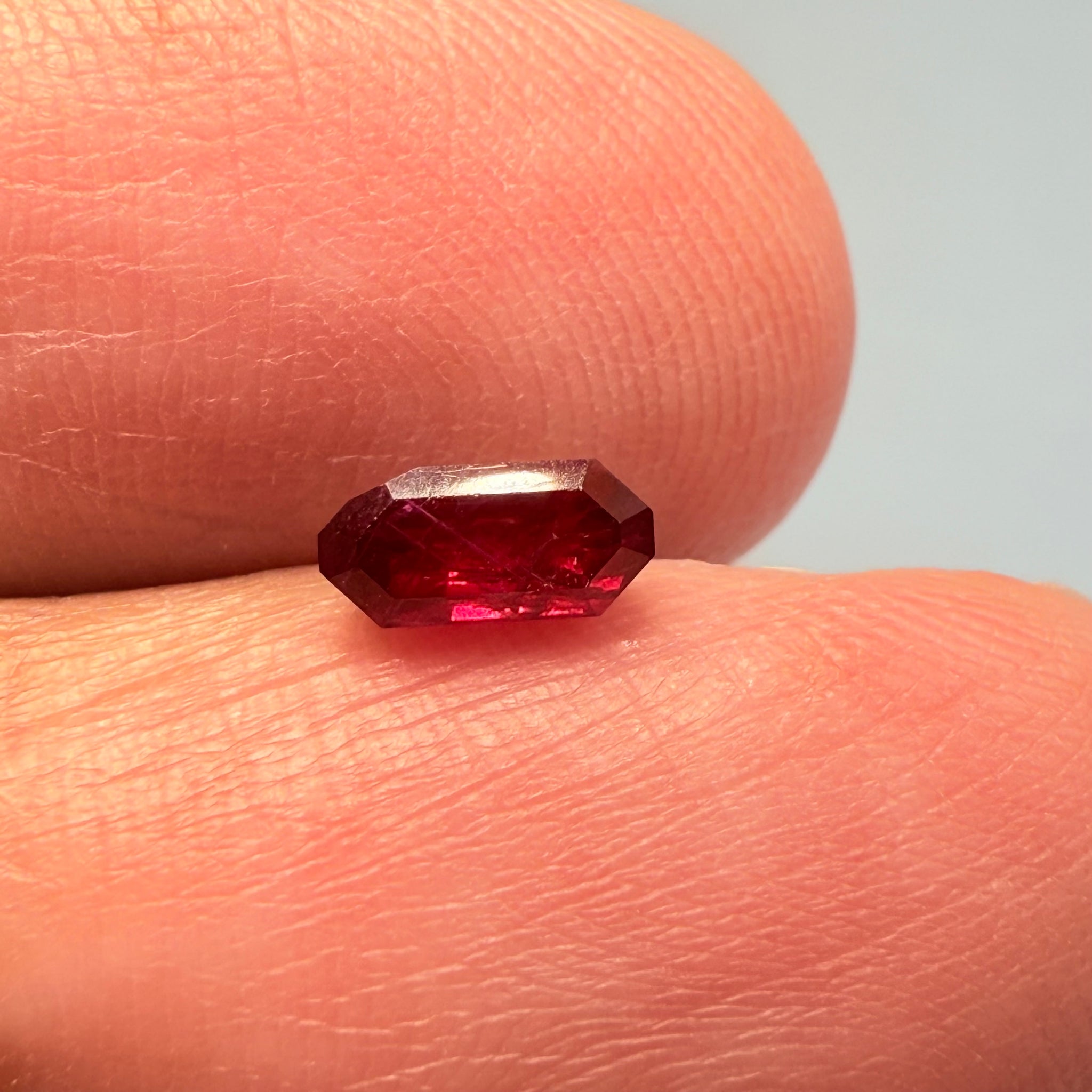 Ruby 0.88ct, Tanzania, Untreated Unheated. Native cut, large pavilion, great for a high setting