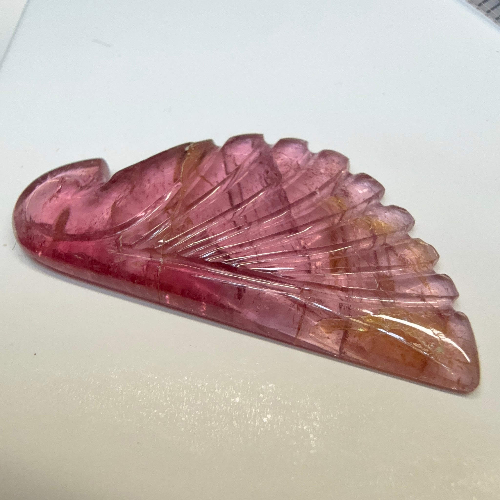 Rubellite Tourmaline Wing Carving, 10.52ct, Congo, Untreated Unheated