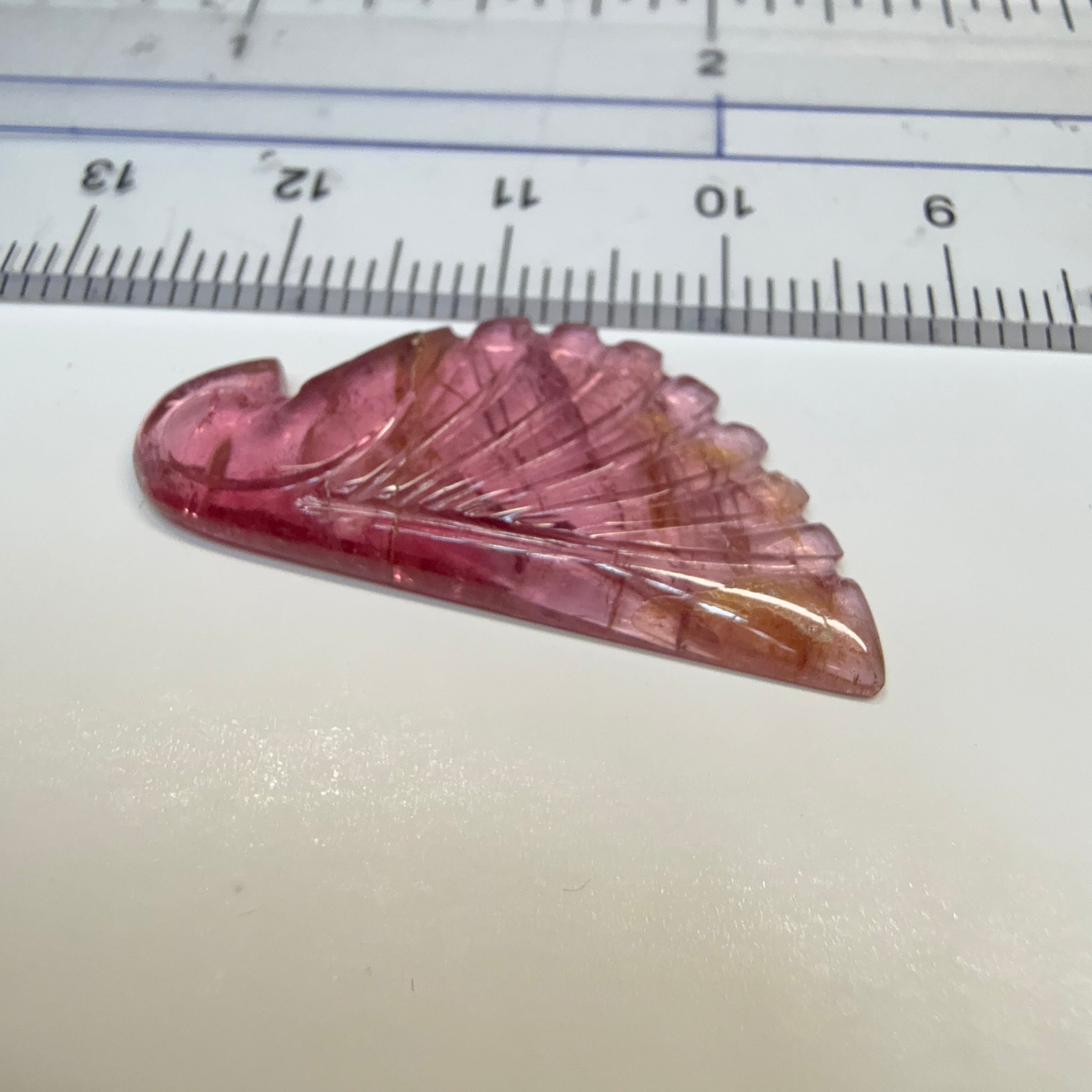 Rubellite Tourmaline Wing Carving, 10.52ct, Congo, Untreated Unheated