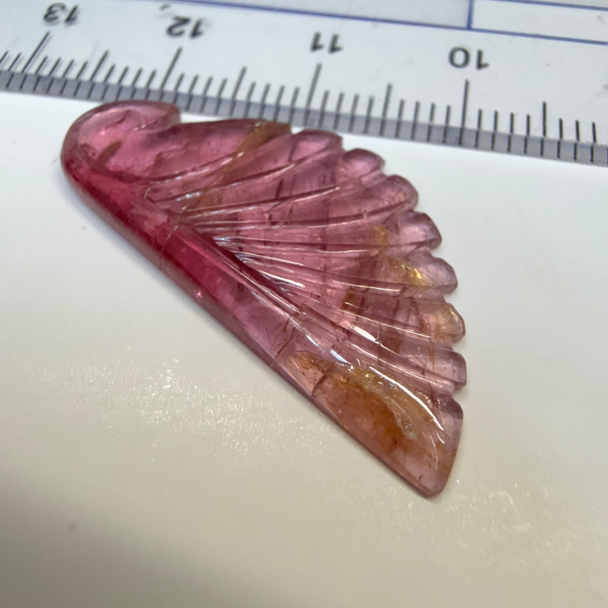 Rubellite Tourmaline Wing Carving, 10.52ct, Congo, Untreated Unheated