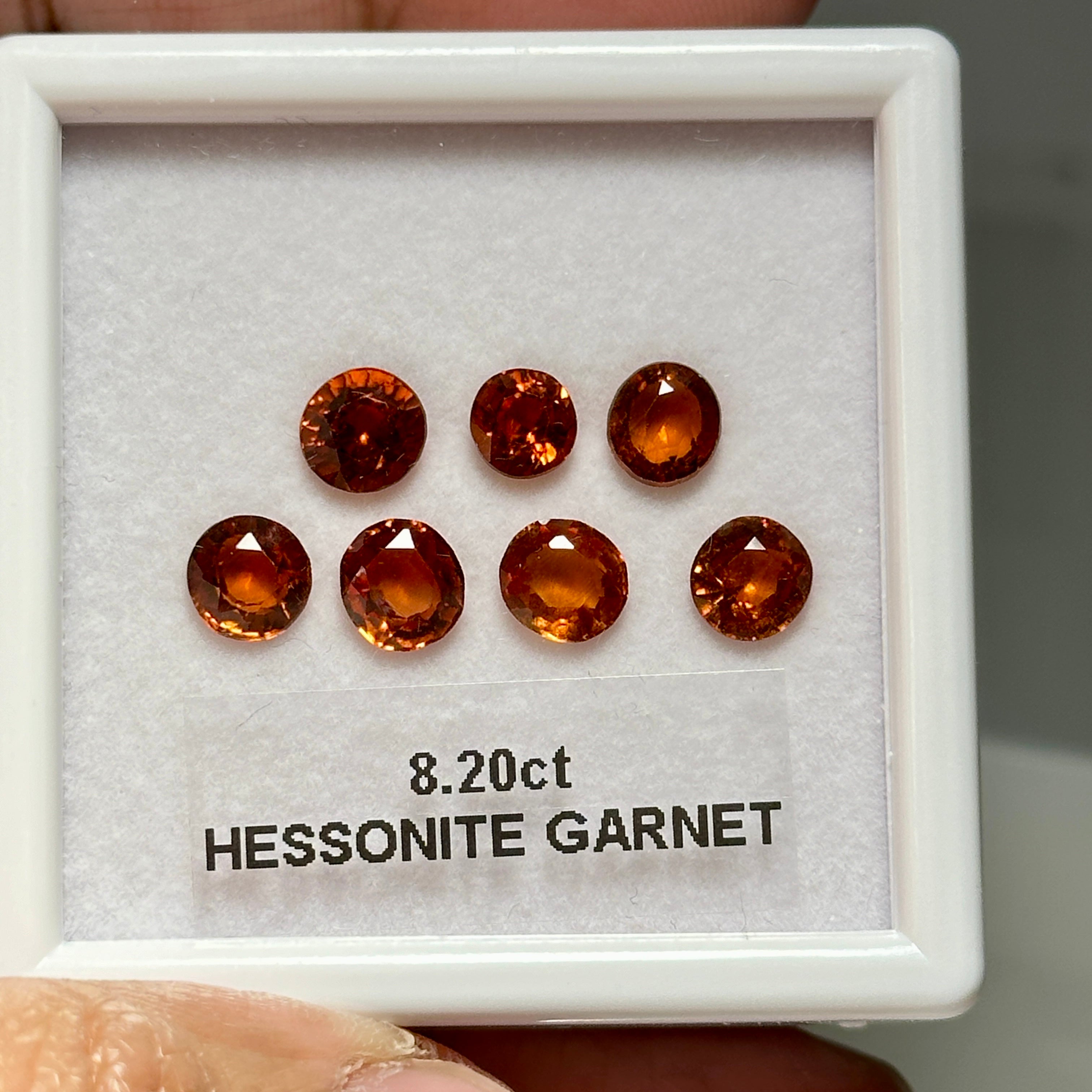 8.20ct Hessonite Garnet Lot, Untreated Unheated, native cut