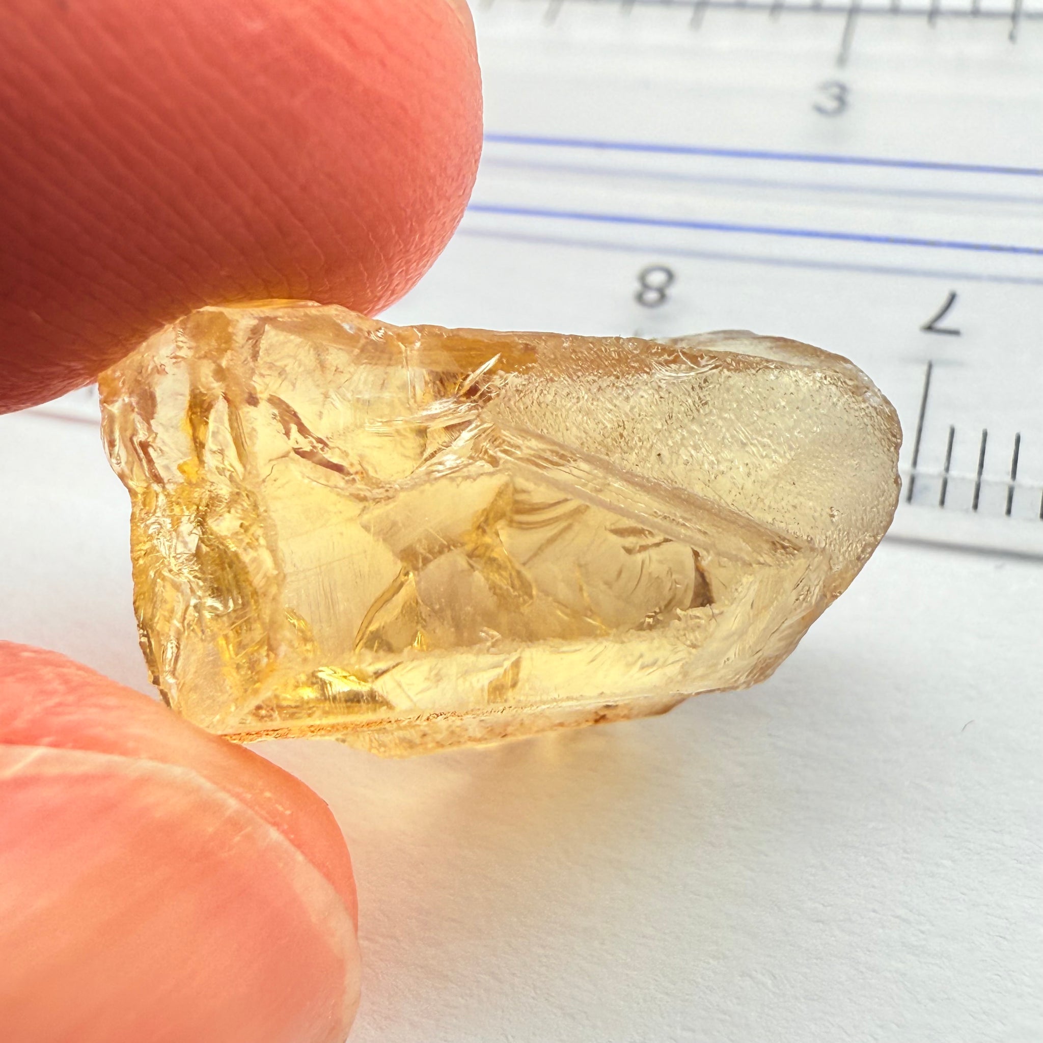 Citrine, 17.25ct, Zambia, Untreated Unheated, See shape, slight crack on skin going in 3mm at an angle behind the rough skin, rest is VVS-IF