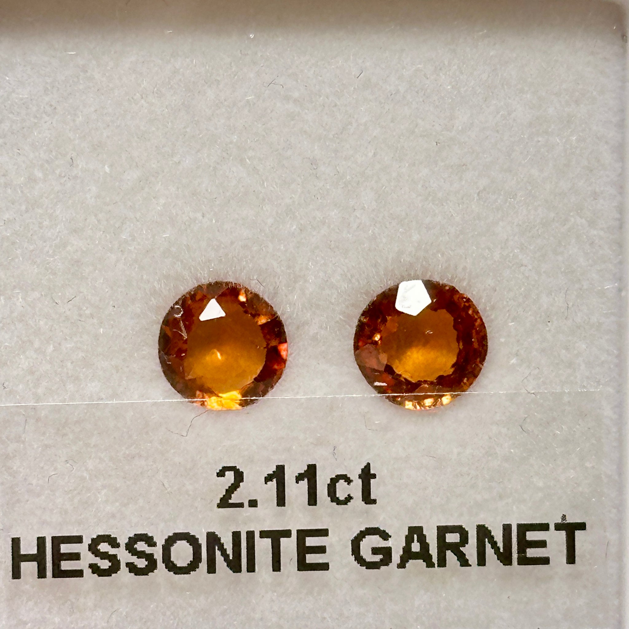 Hessonite Garnet Pair, 2.11ct, Untreated Unheated, native cut
