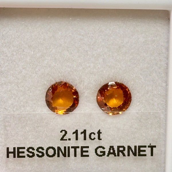 2.11ct Hessonite Garnet Pair, Untreated Unheated, native cut