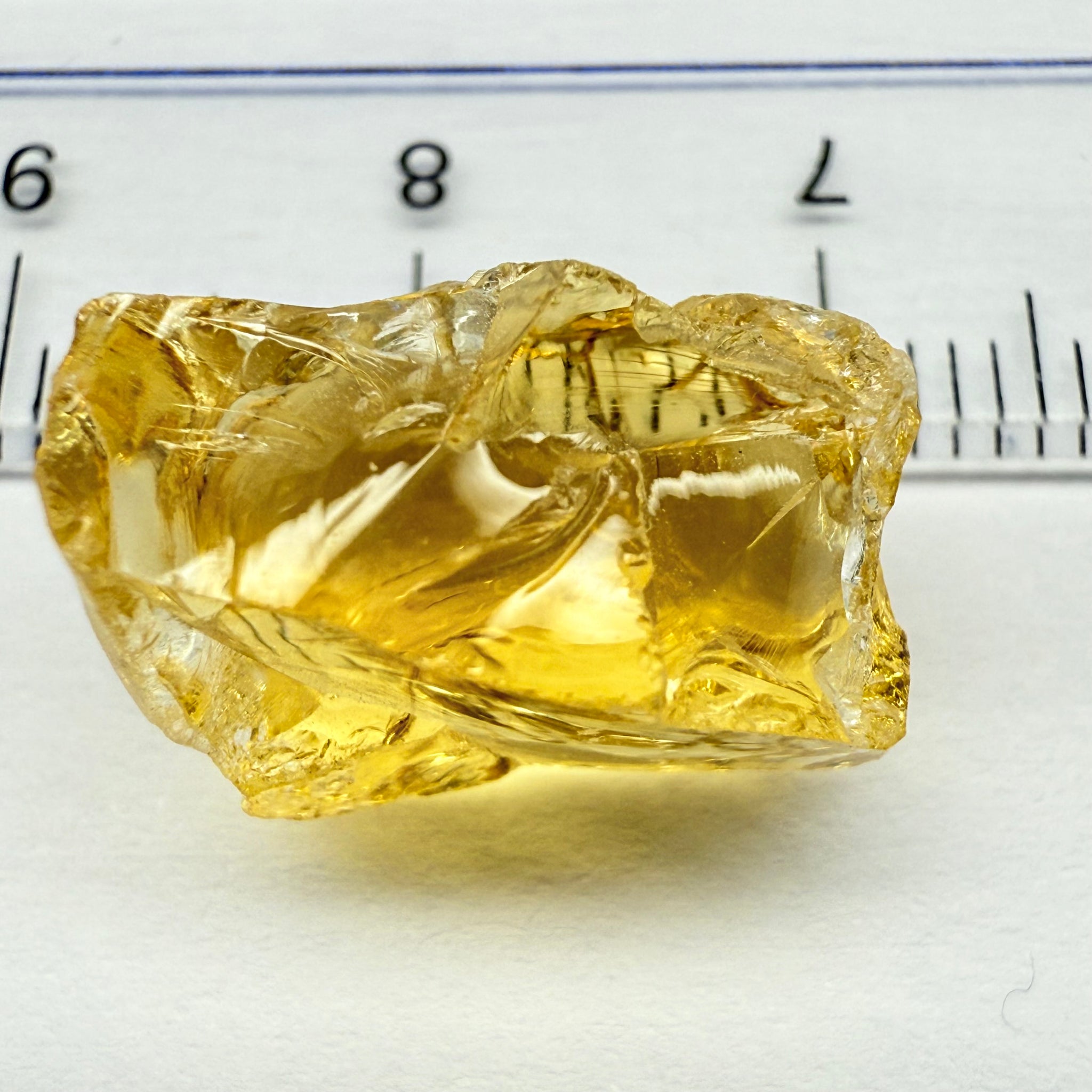 Citrine, 12.28ct, Zambia, Untreated Unheated, slight crack right on the outside corner, VVS-IF
