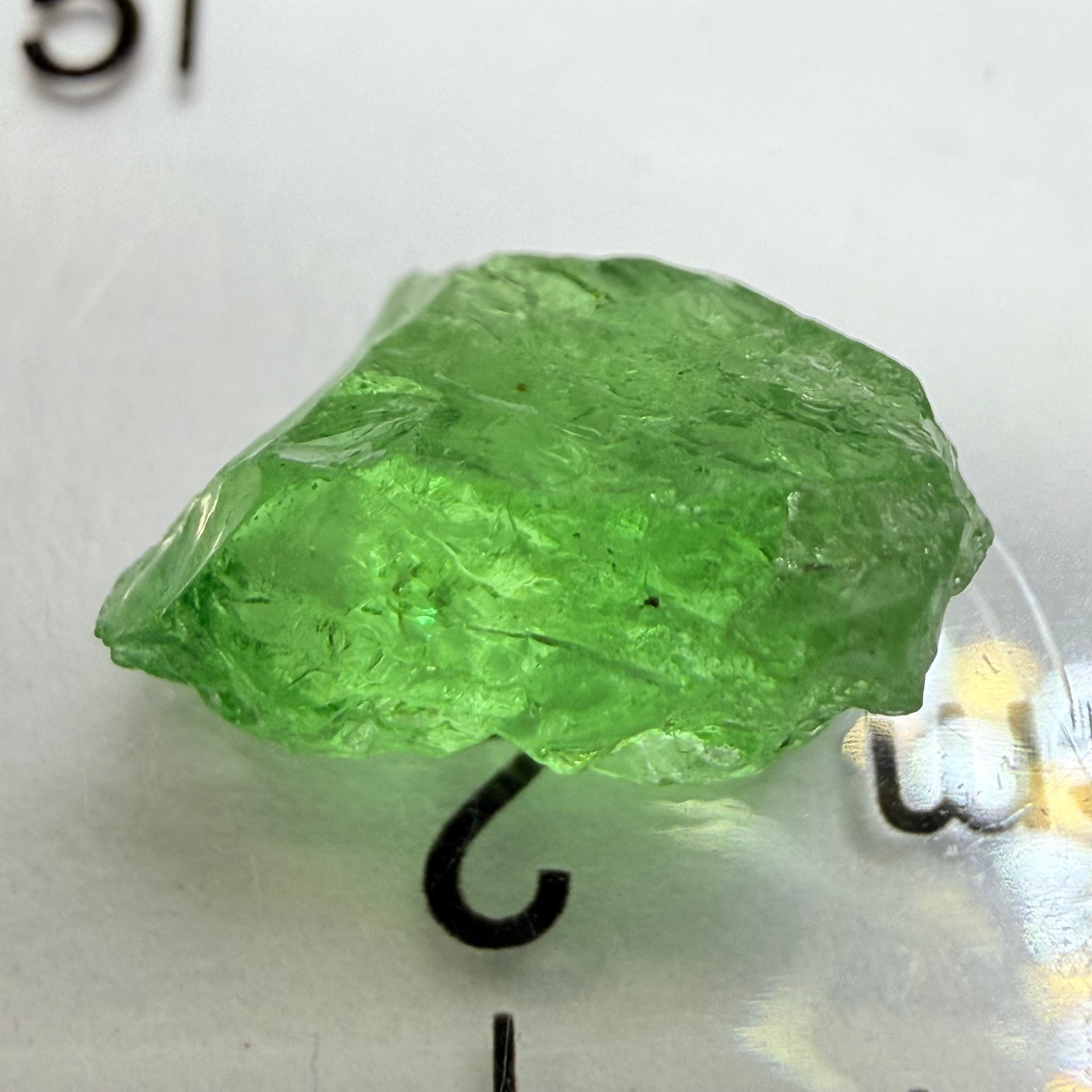 Tsavorite Garnet, 2.64ct, Tanzania, Untreated Unheated. Heavily veiled, you can facet this and great for setting as is in jewellery too