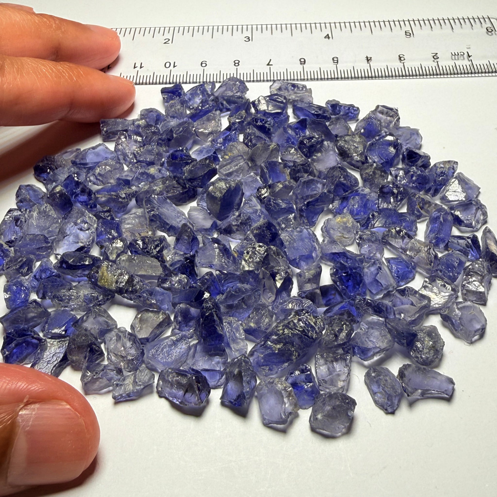 Iolite Lot, 64.70gm / 323.50ct, Babati, Tanzania, Untreated Unheated, 2.20ct average. Most are eye clean and better, a few have inclusions, many flat shapes