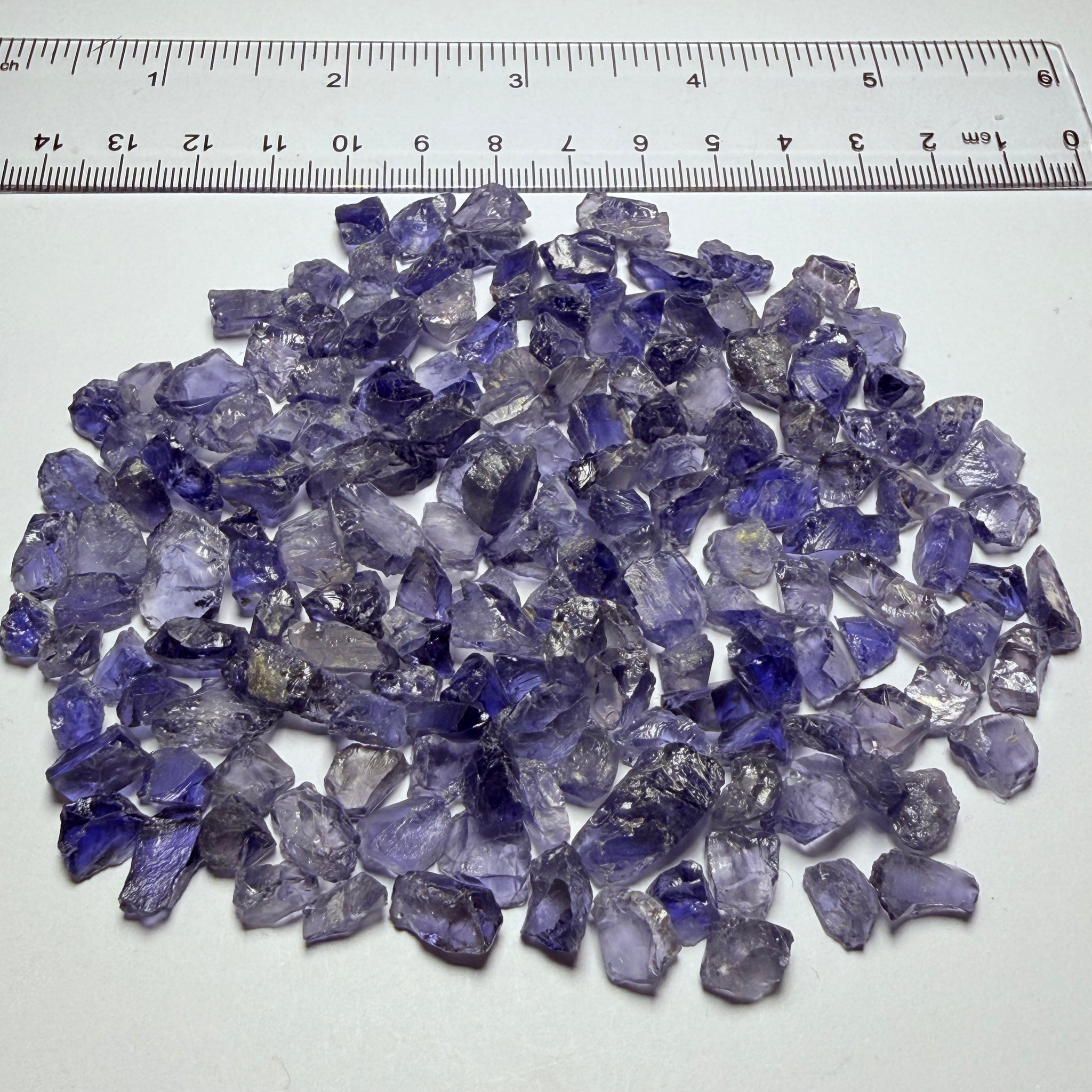 Iolite Lot, 64.70gm / 323.50ct, Babati, Tanzania, Untreated Unheated, 2.20ct average. Most are eye clean and better, a few have inclusions, many flat shapes