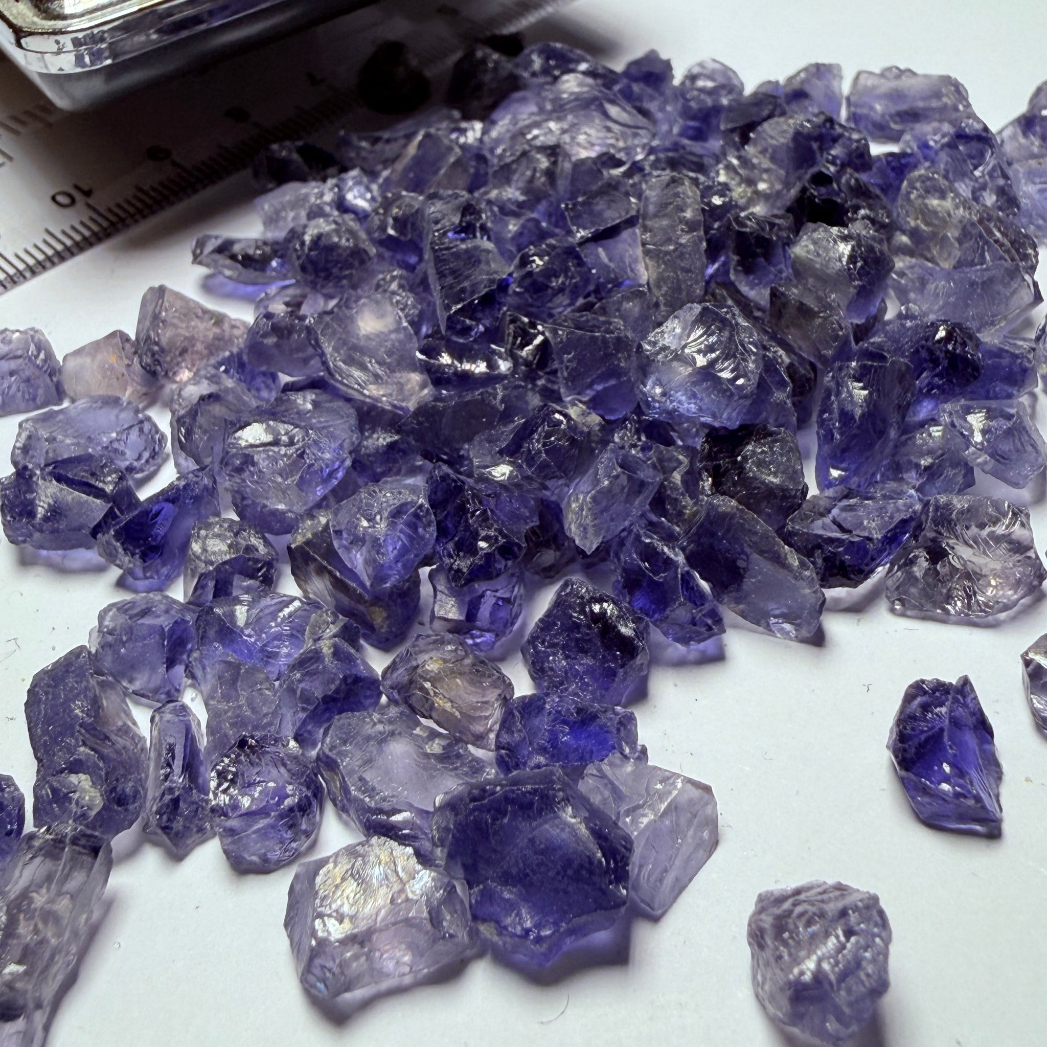 Iolite Lot, 64.70gm / 323.50ct, Babati, Tanzania, Untreated Unheated, 2.20ct average. Most are eye clean and better, a few have inclusions, many flat shapes