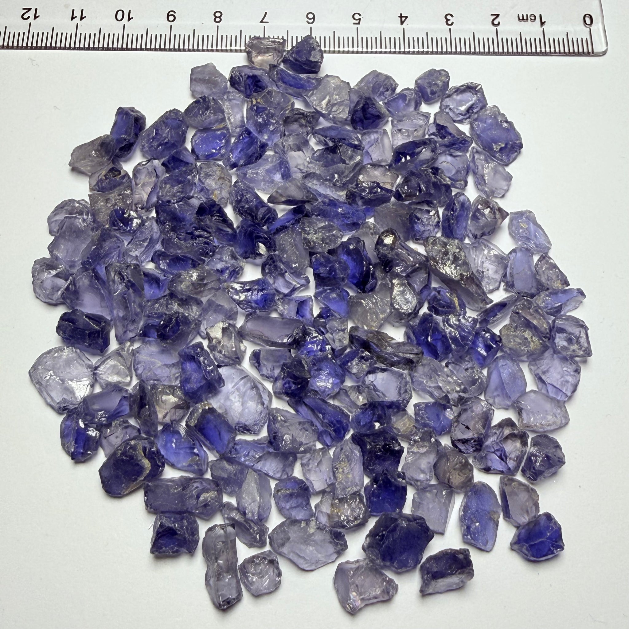 Iolite Lot, 64.70gm / 323.50ct, Babati, Tanzania, Untreated Unheated, 2.20ct average. Most are eye clean and better, a few have inclusions, many flat shapes