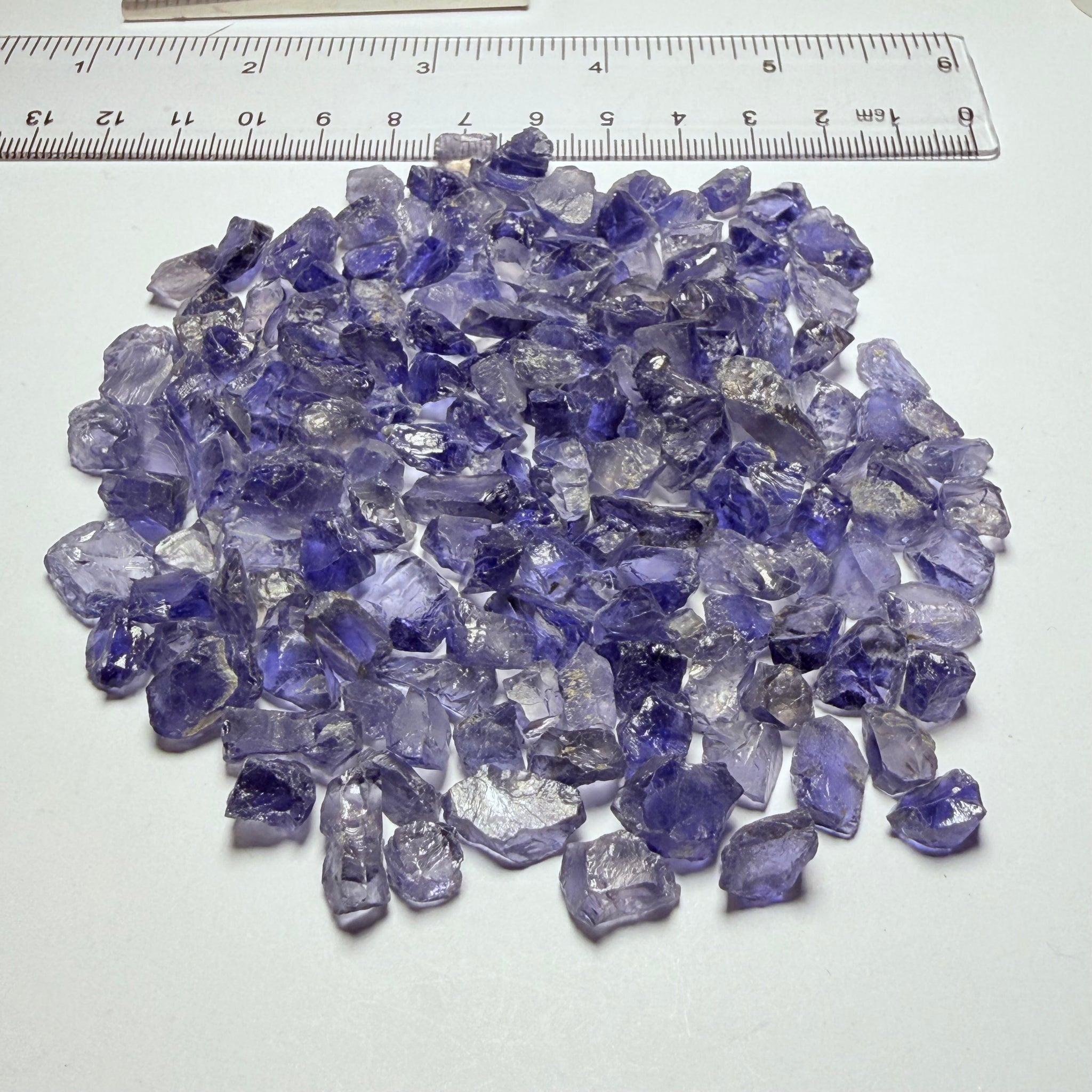 Iolite Lot, 64.70gm / 323.50ct, Babati, Tanzania, Untreated Unheated, 2.20ct average. Most are eye clean and better, a few have inclusions, many flat shapes