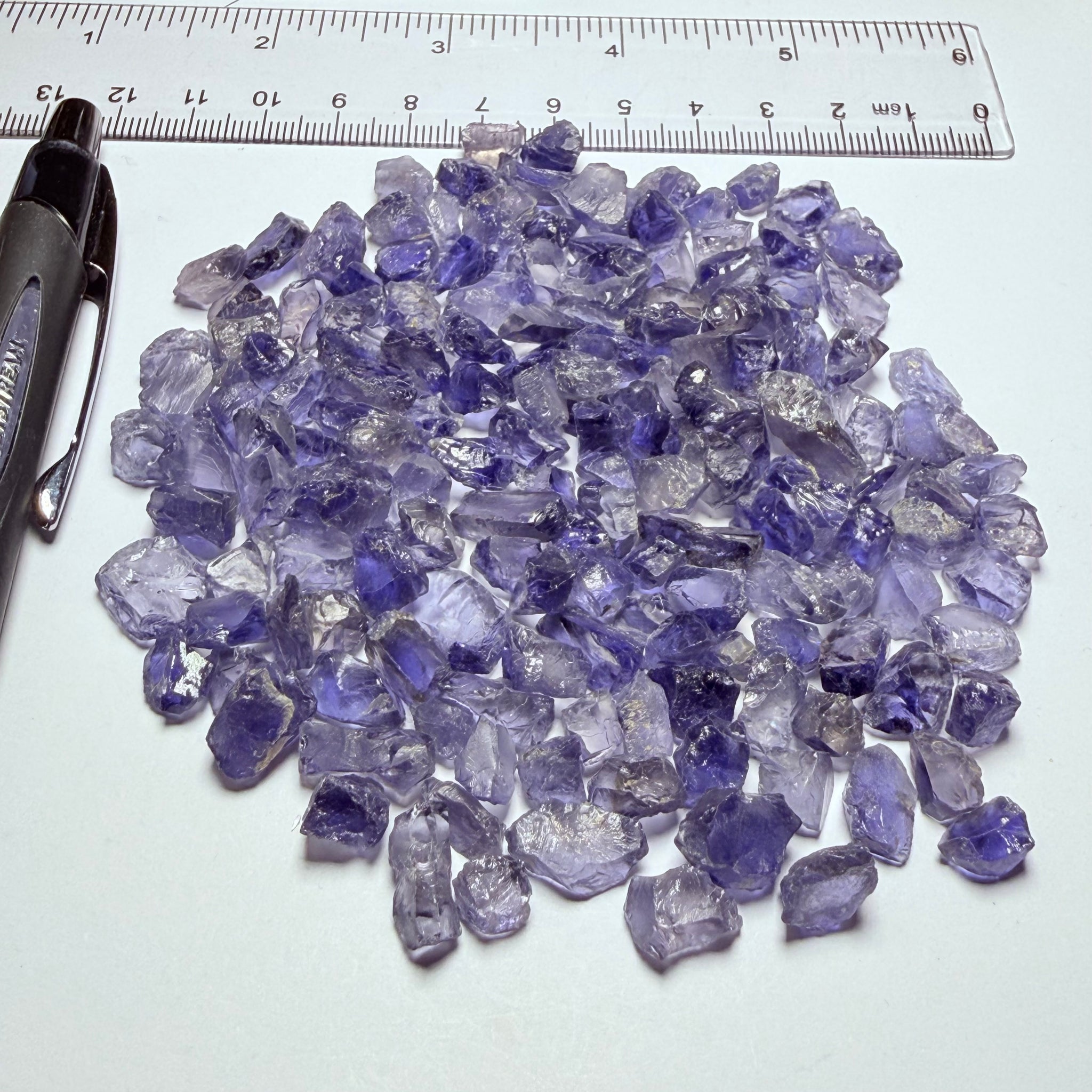Iolite Lot, 64.70gm / 323.50ct, Babati, Tanzania, Untreated Unheated, 2.20ct average. Most are eye clean and better, a few have inclusions, many flat shapes