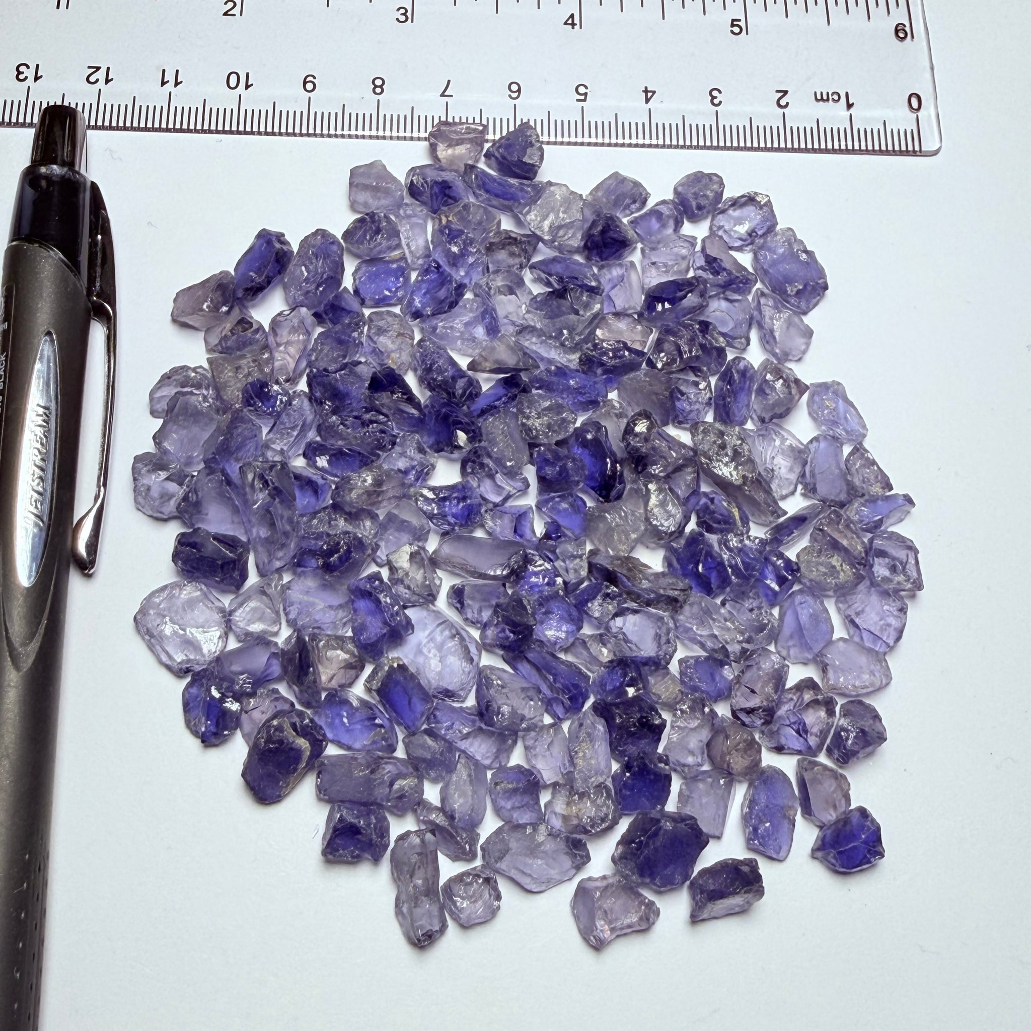 Iolite Lot, 64.70gm / 323.50ct, Babati, Tanzania, Untreated Unheated, 2.20ct average. Most are eye clean and better, a few have inclusions, many flat shapes