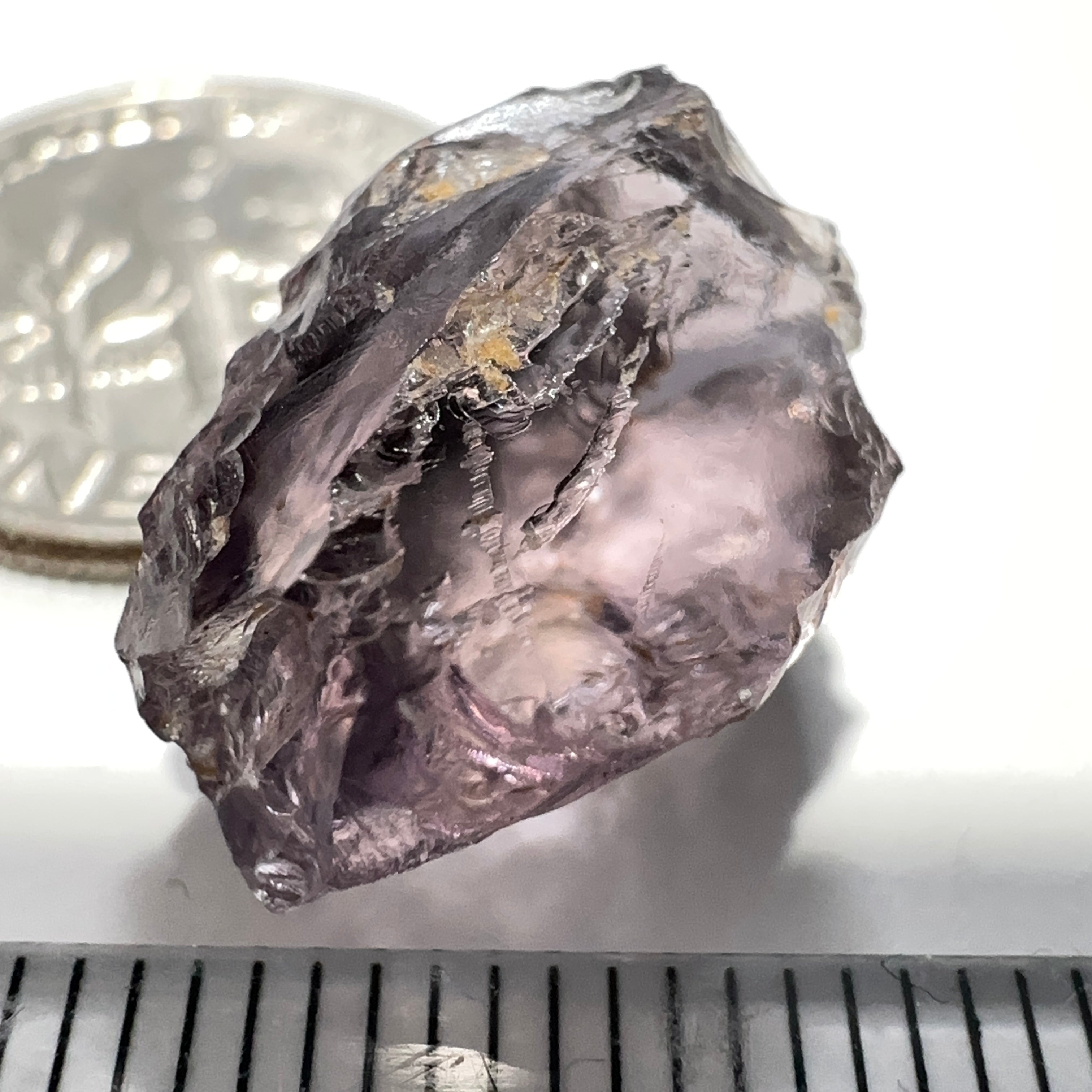 11.40ct Purple Scapolite Crystal, Tanzania, Untreated Unheated.slight issue on the outside that needs to be taken off on disk, rest VVS-IF clean