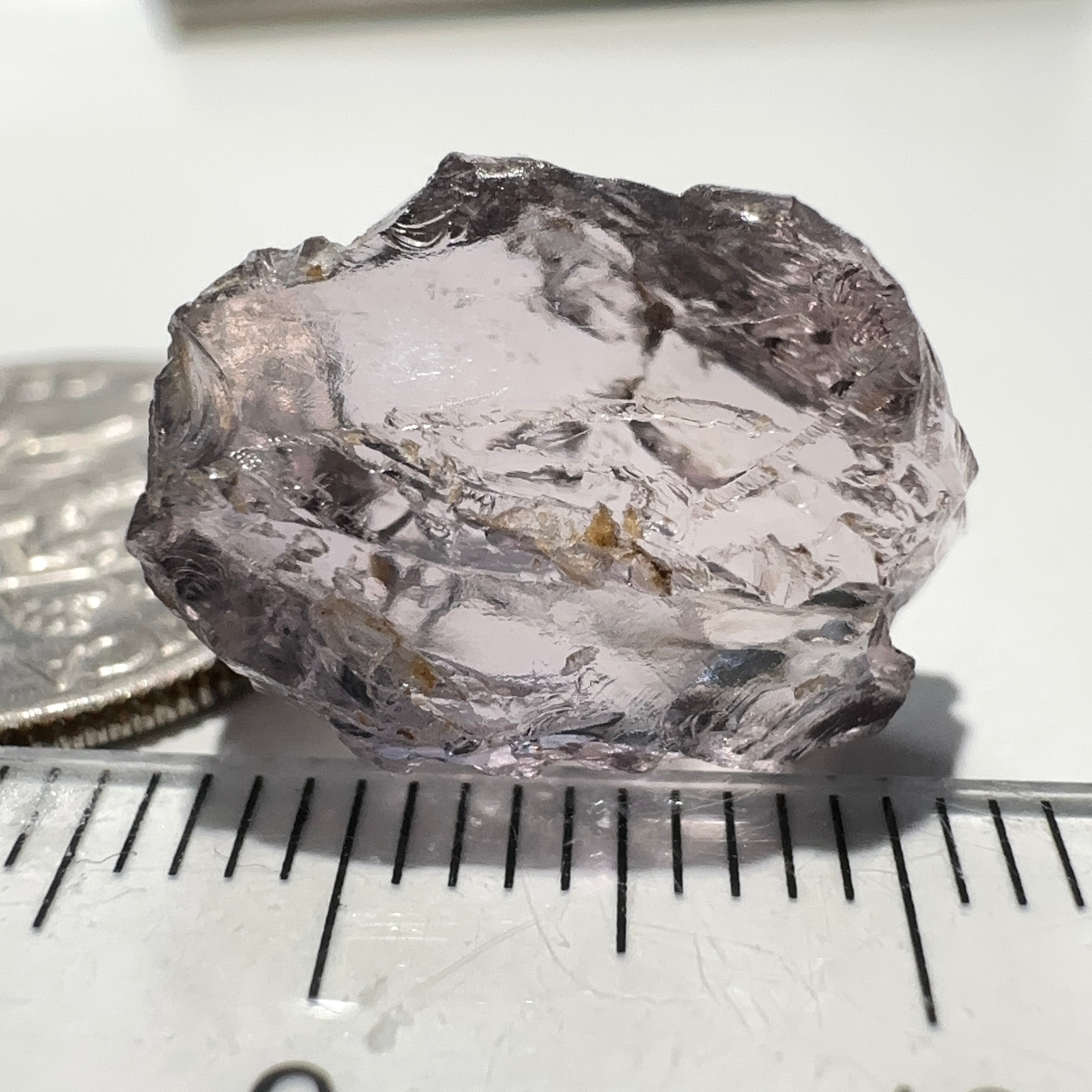 11.40ct Purple Scapolite Crystal, Tanzania, Untreated Unheated.slight issue on the outside that needs to be taken off on disk, rest VVS-IF clean