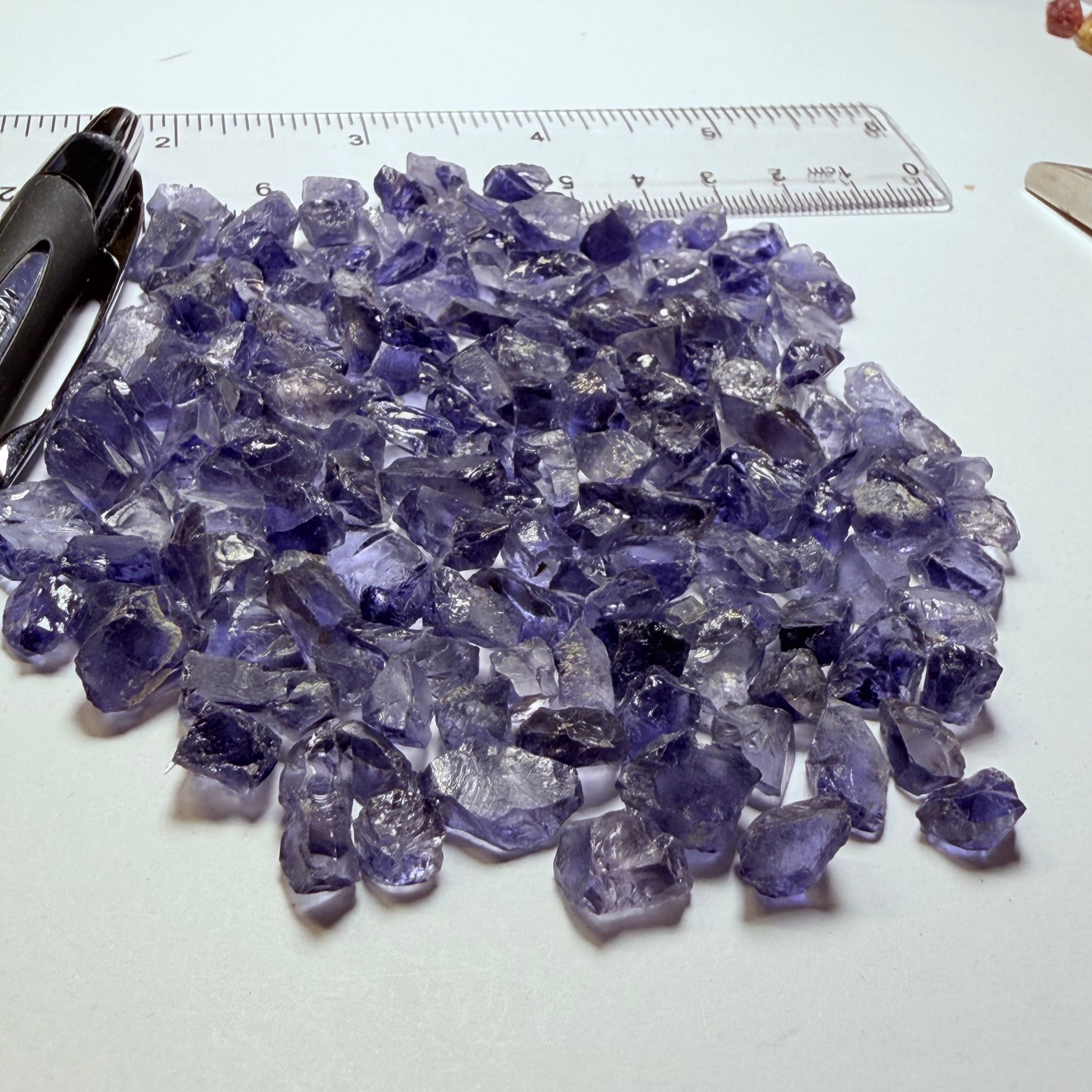 Iolite Lot, 64.70gm / 323.50ct, Babati, Tanzania, Untreated Unheated, 2.20ct average. Most are eye clean and better, a few have inclusions, many flat shapes
