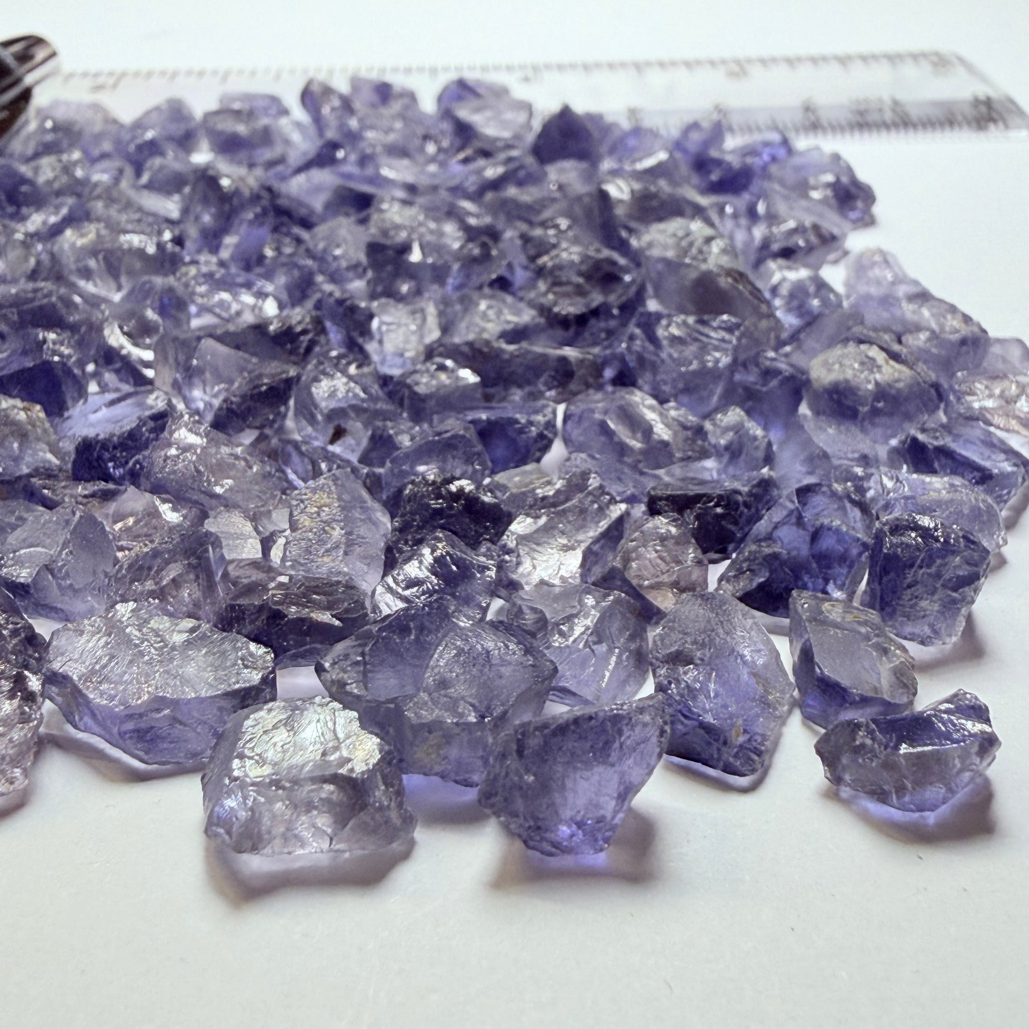 Iolite Lot, 64.70gm / 323.50ct, Babati, Tanzania, Untreated Unheated, 2.20ct average. Most are eye clean and better, a few have inclusions, many flat shapes