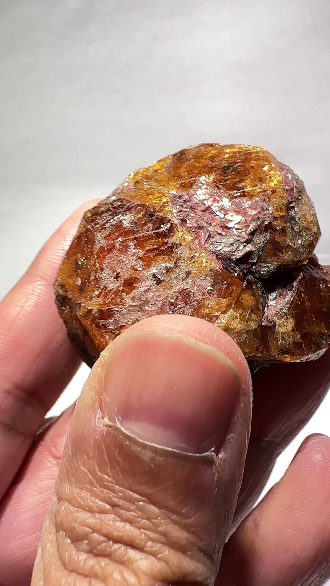 Mandarin Spessartite Garnet Crystal 95.30gm, 45 x 41 x 29mm, Untreated Unheated