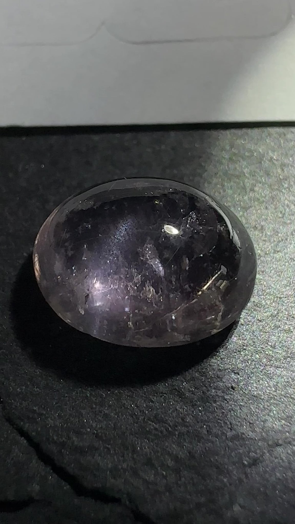 Sapphire Cabochon, 3.49ct, Umba Valley, Tanzania. Untreated Unheated. Yes that's a moving spot caused by silk positioning!