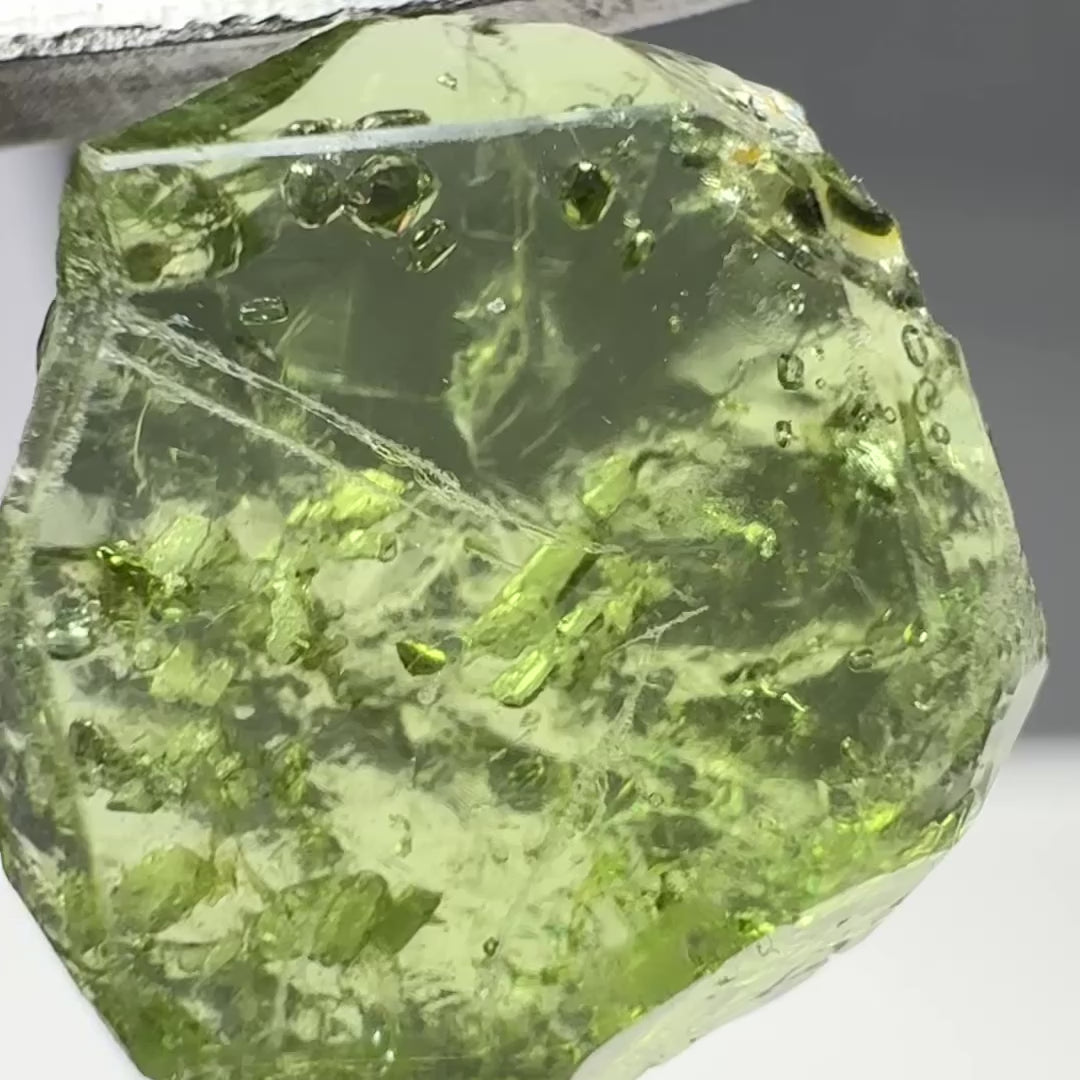 Tourmaline Crystal, 4.87ct, Laletema, Untreated Unheated, heavily included, naturally flat crystal, set as is, superb inclusions inside